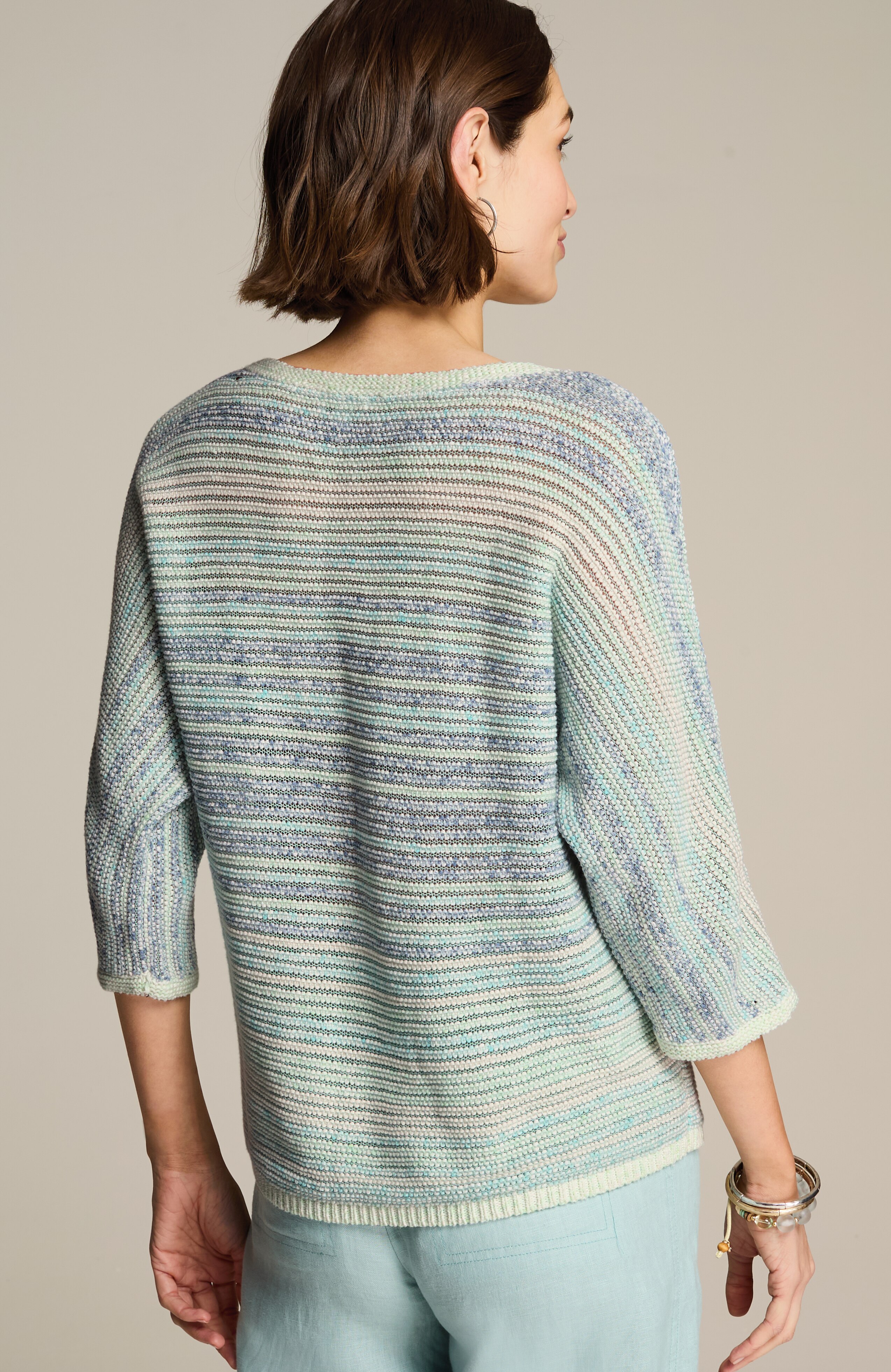 pure jill multicolored textured sweater