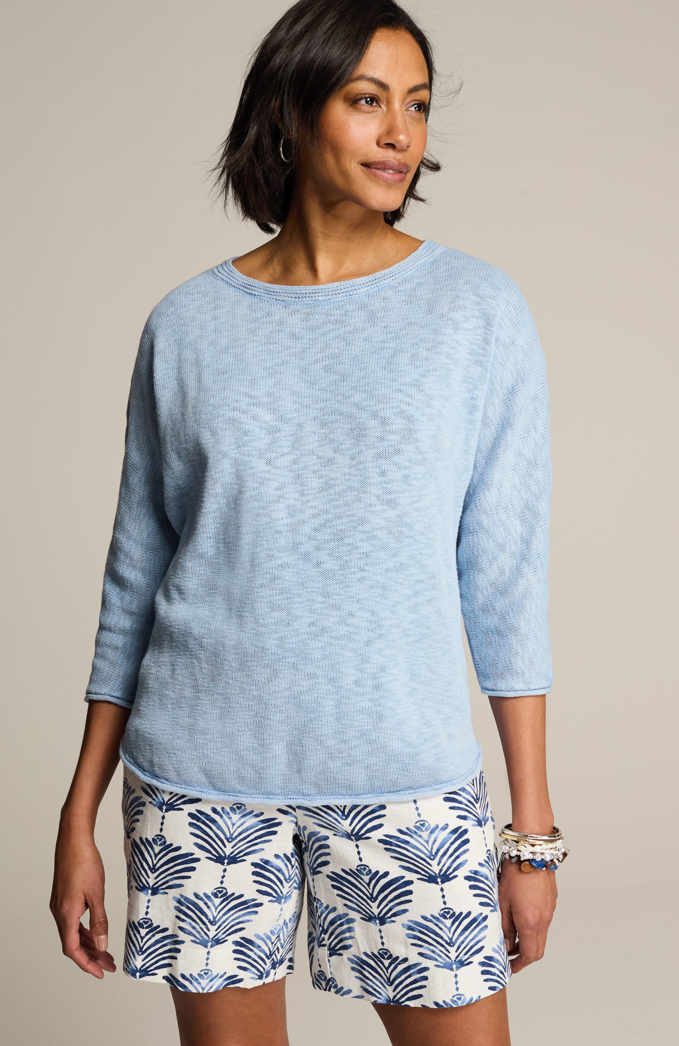 cotton-slub dolman-sleeve sweater