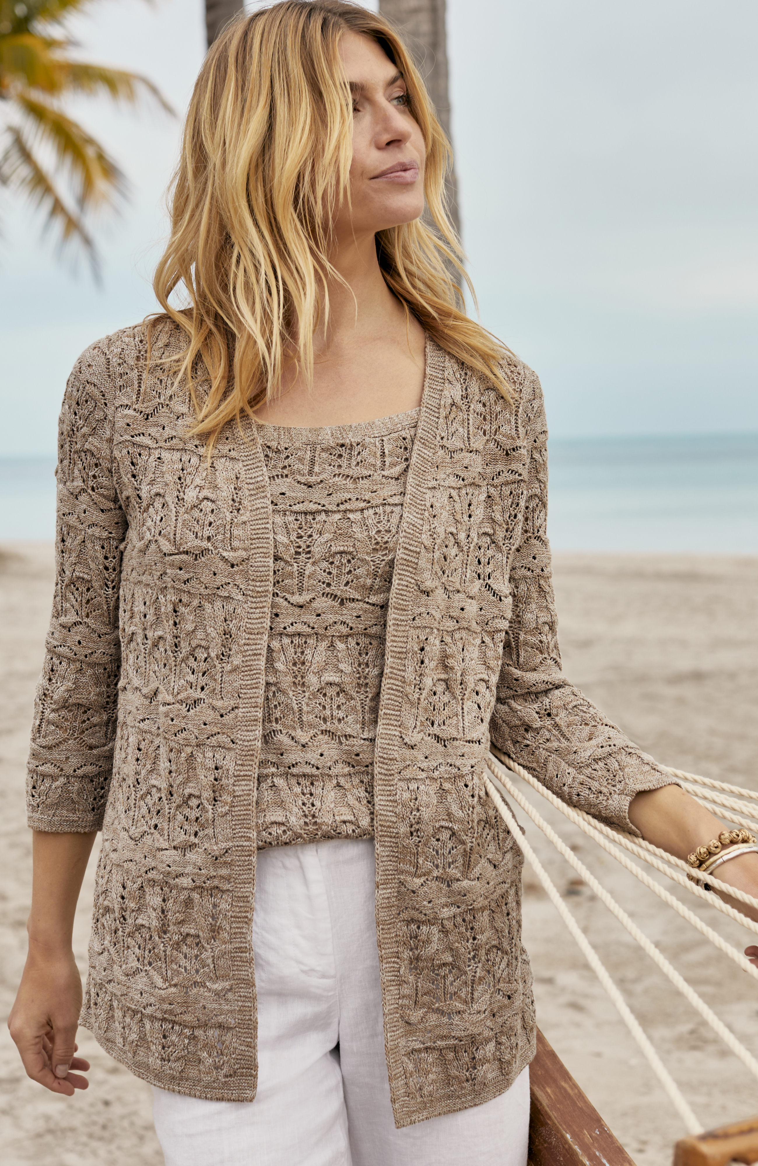 Pointelle Open-Front Cardi