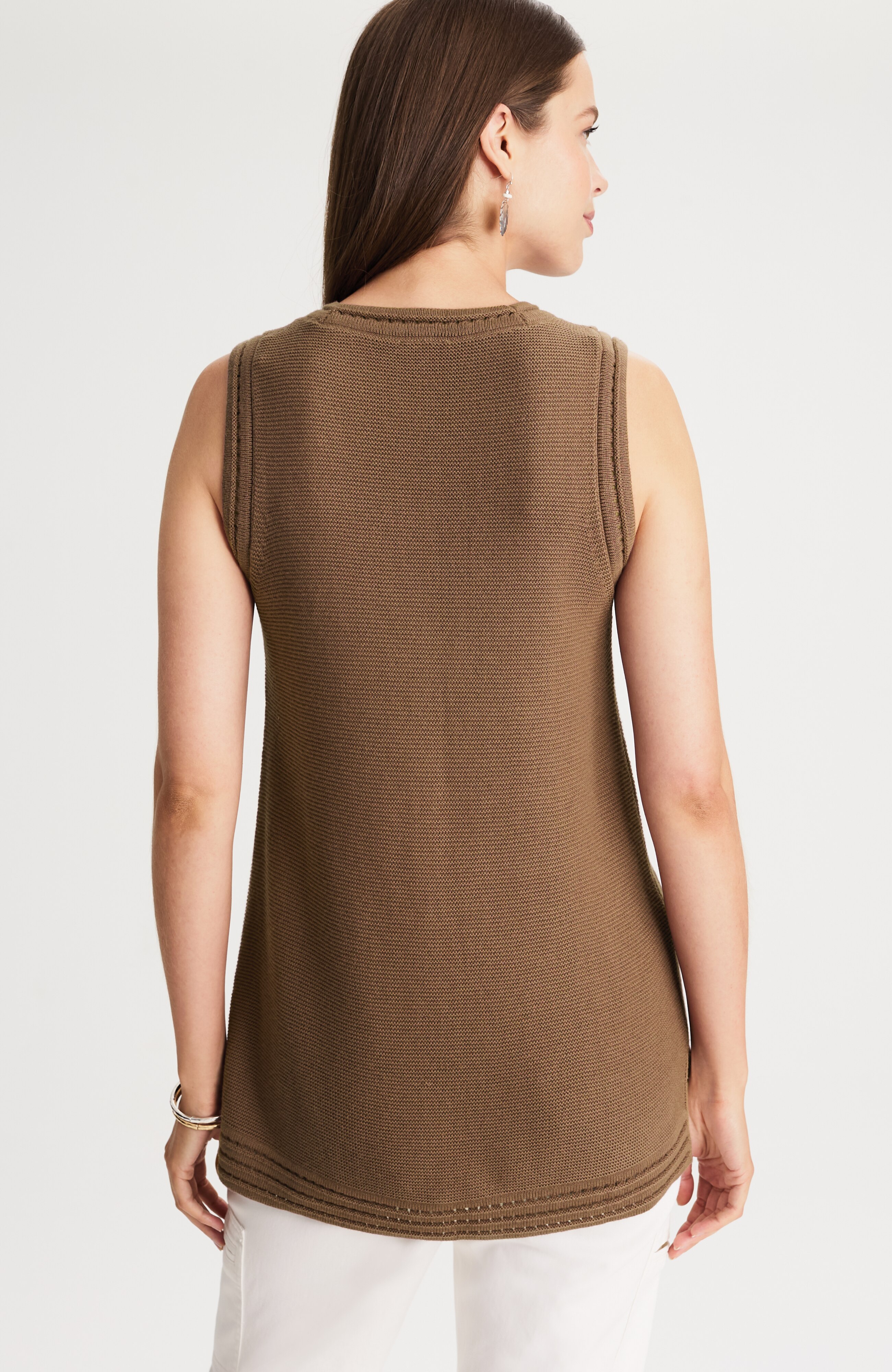 textured-trim sweater tank