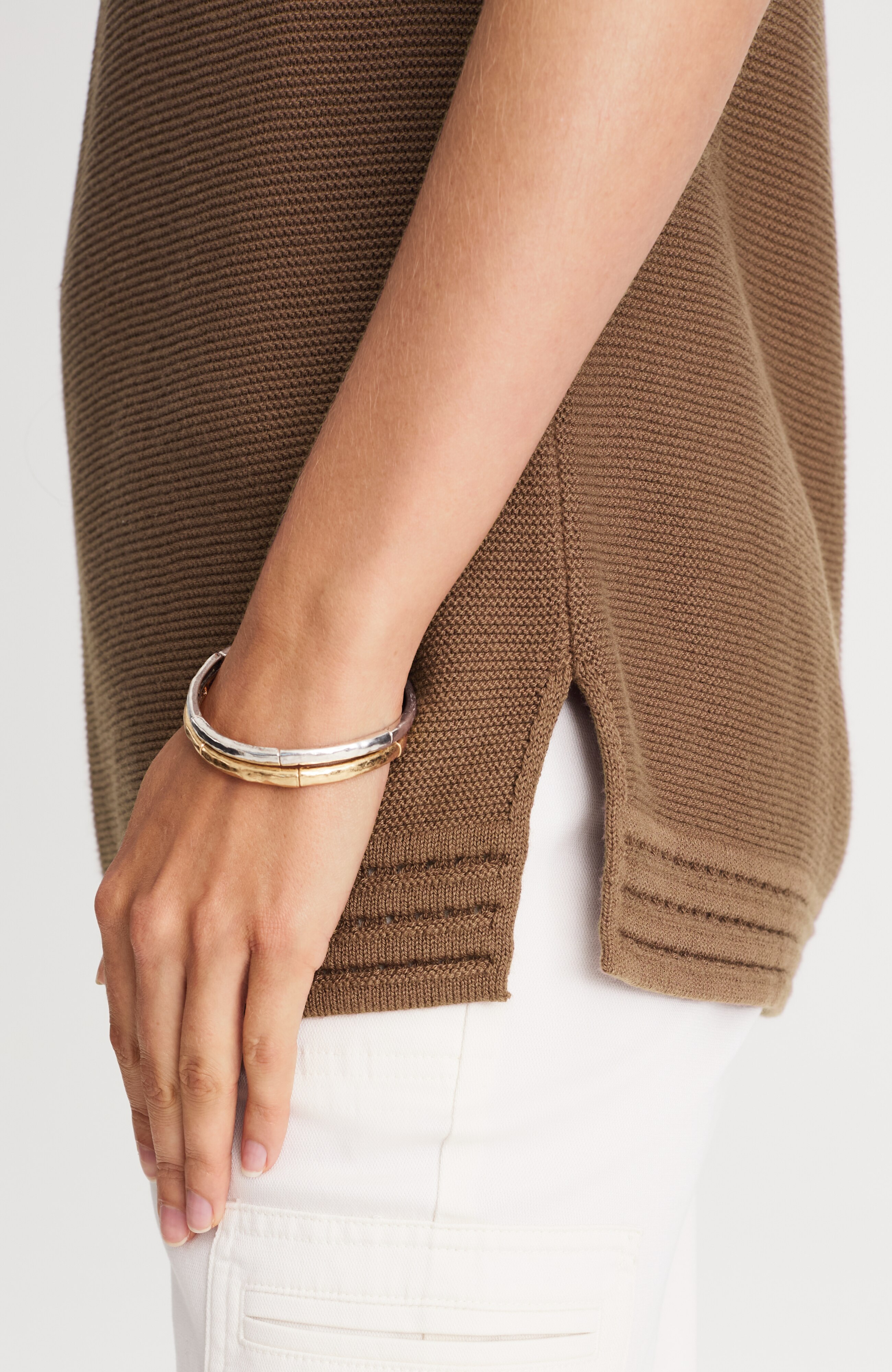 textured-trim sweater tank
