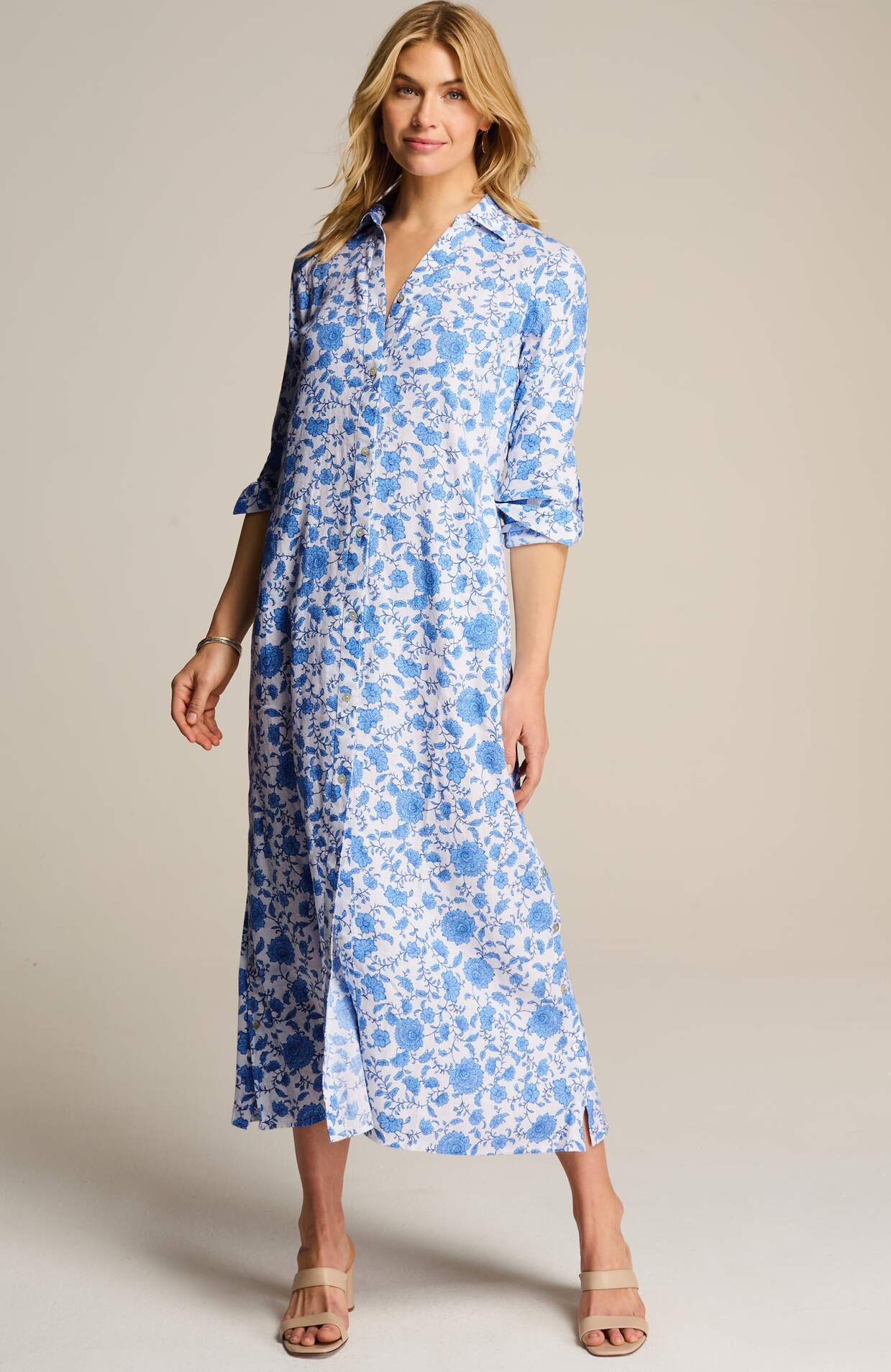A-Line Linen-Blend Maxi Dress | JJill