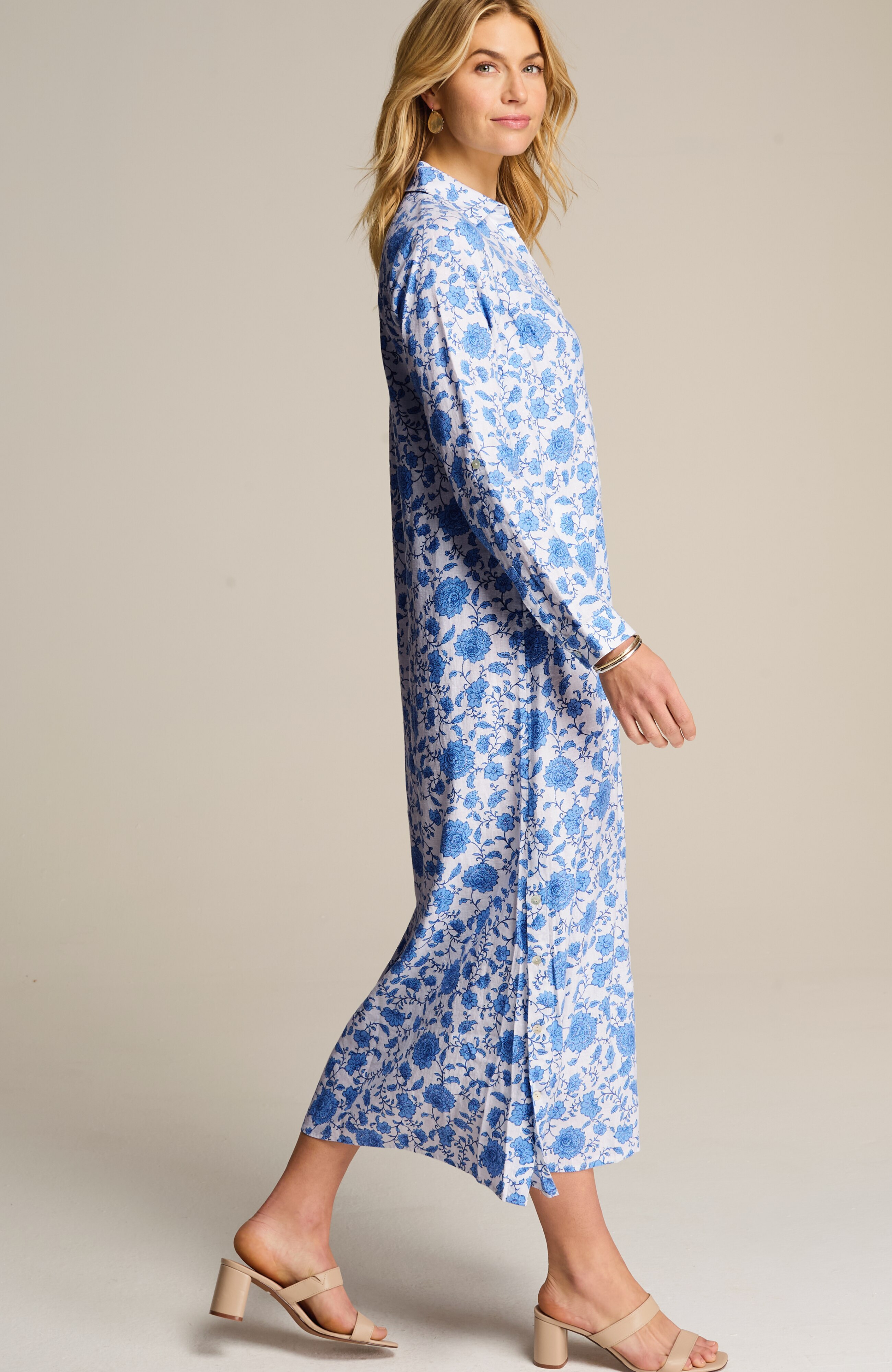 a-line linen-blend maxi dress