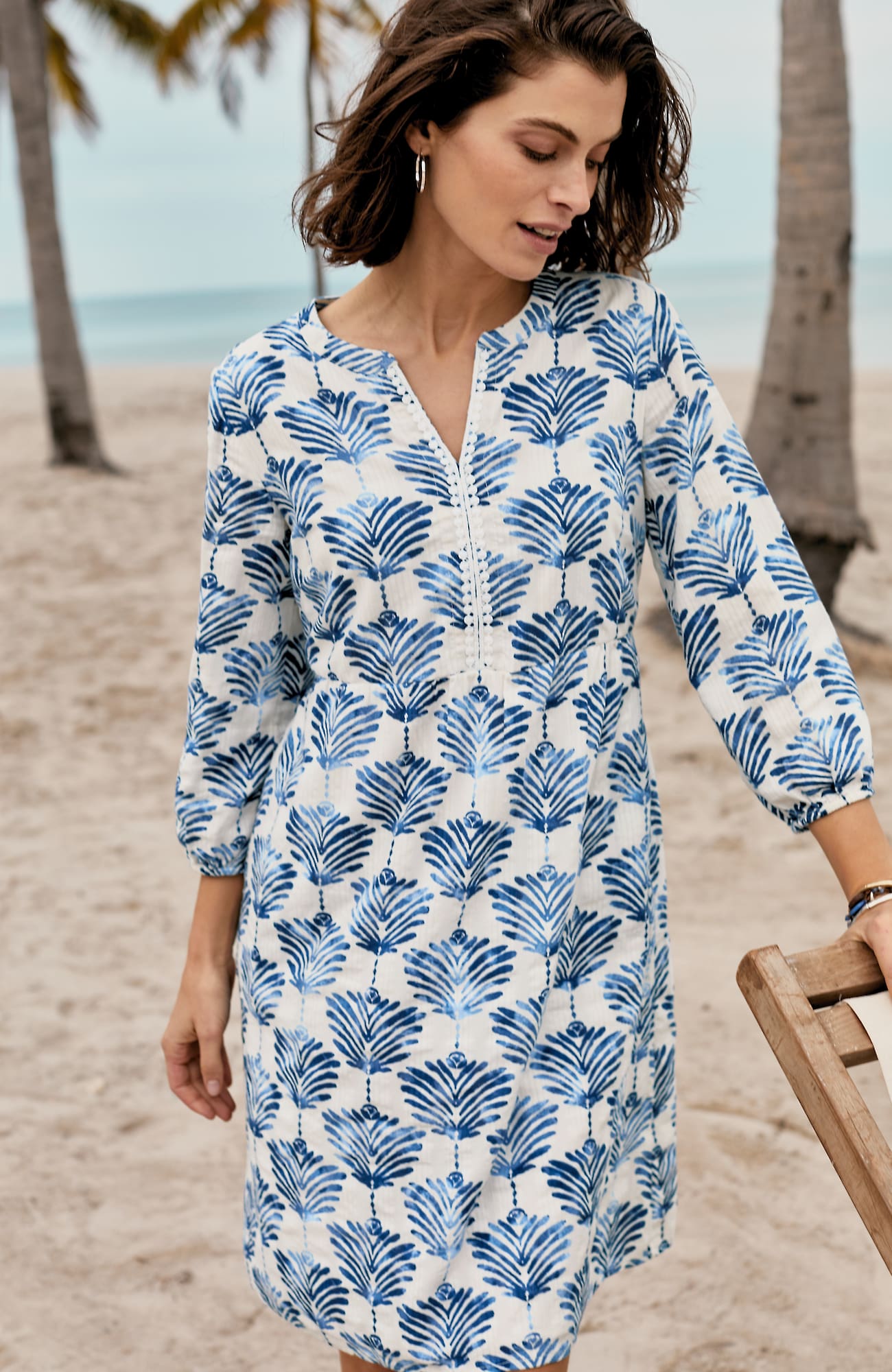 Jjill J.jill Printed Split-neck Dress