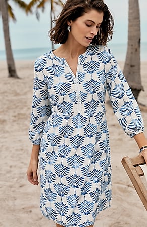 Image for Printed Split-Neck Dress