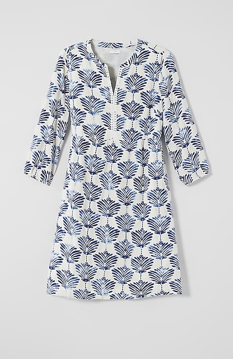 printed split-neck dress
