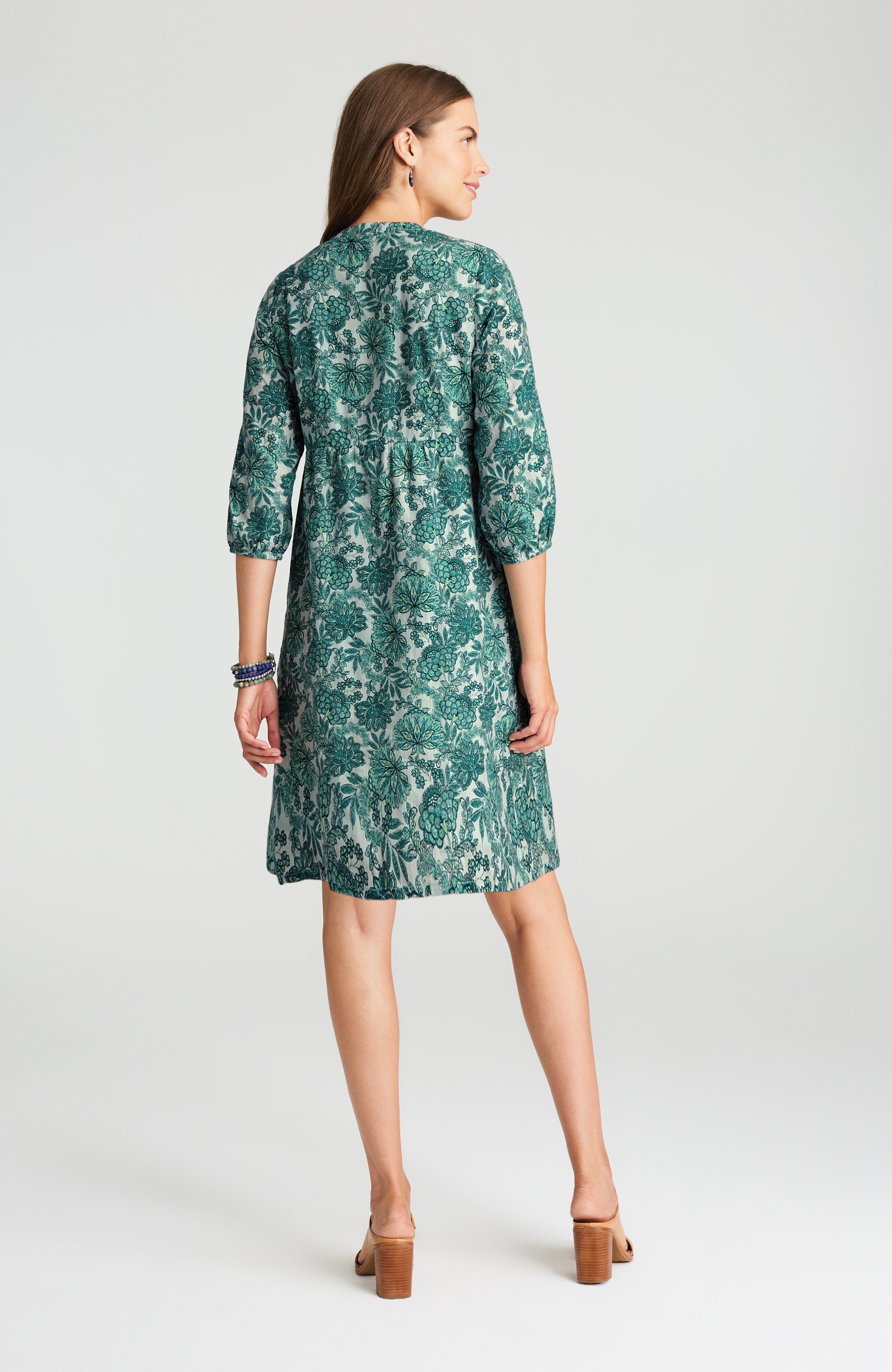 printed split-neck dress