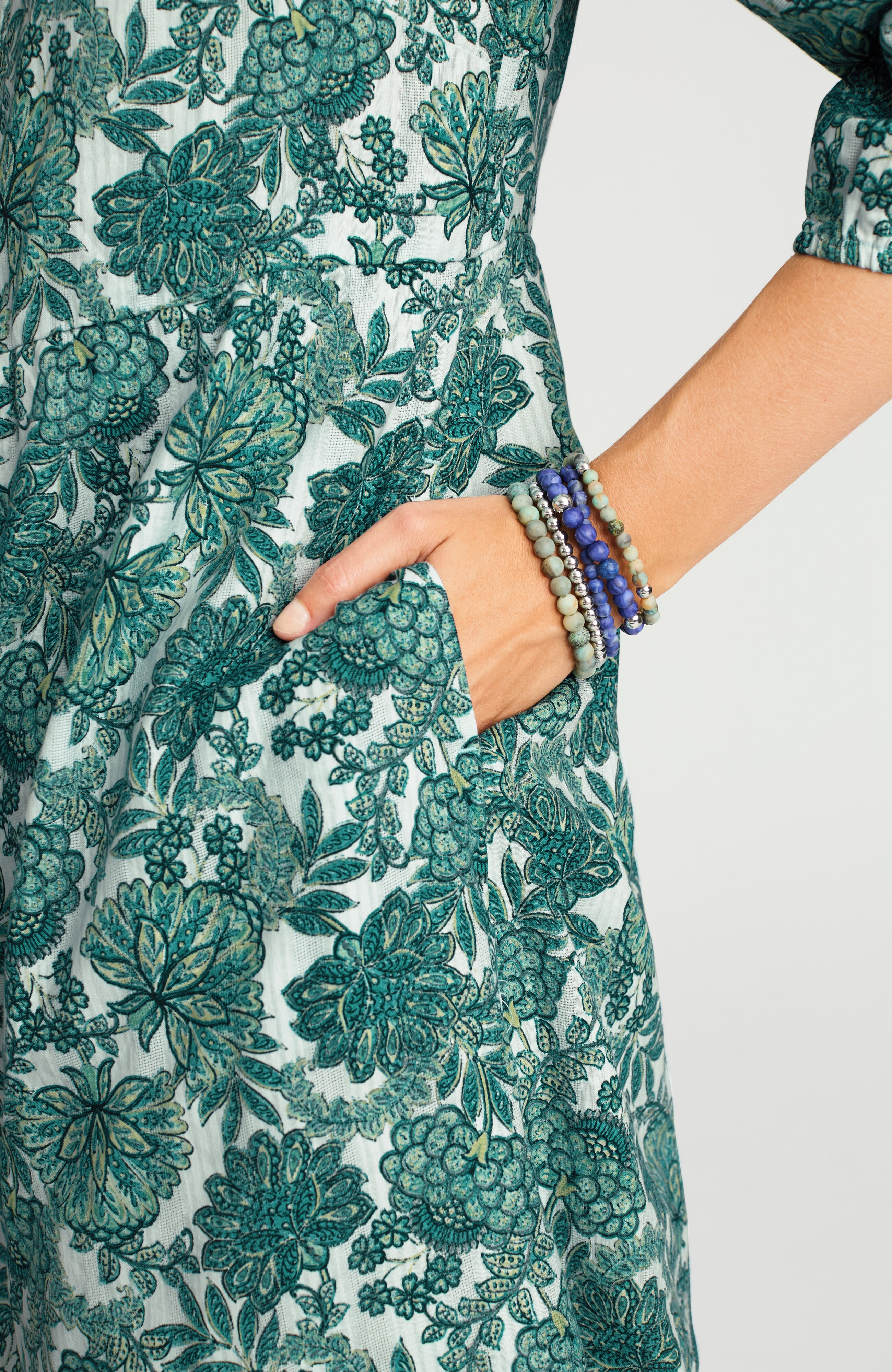 printed split-neck dress