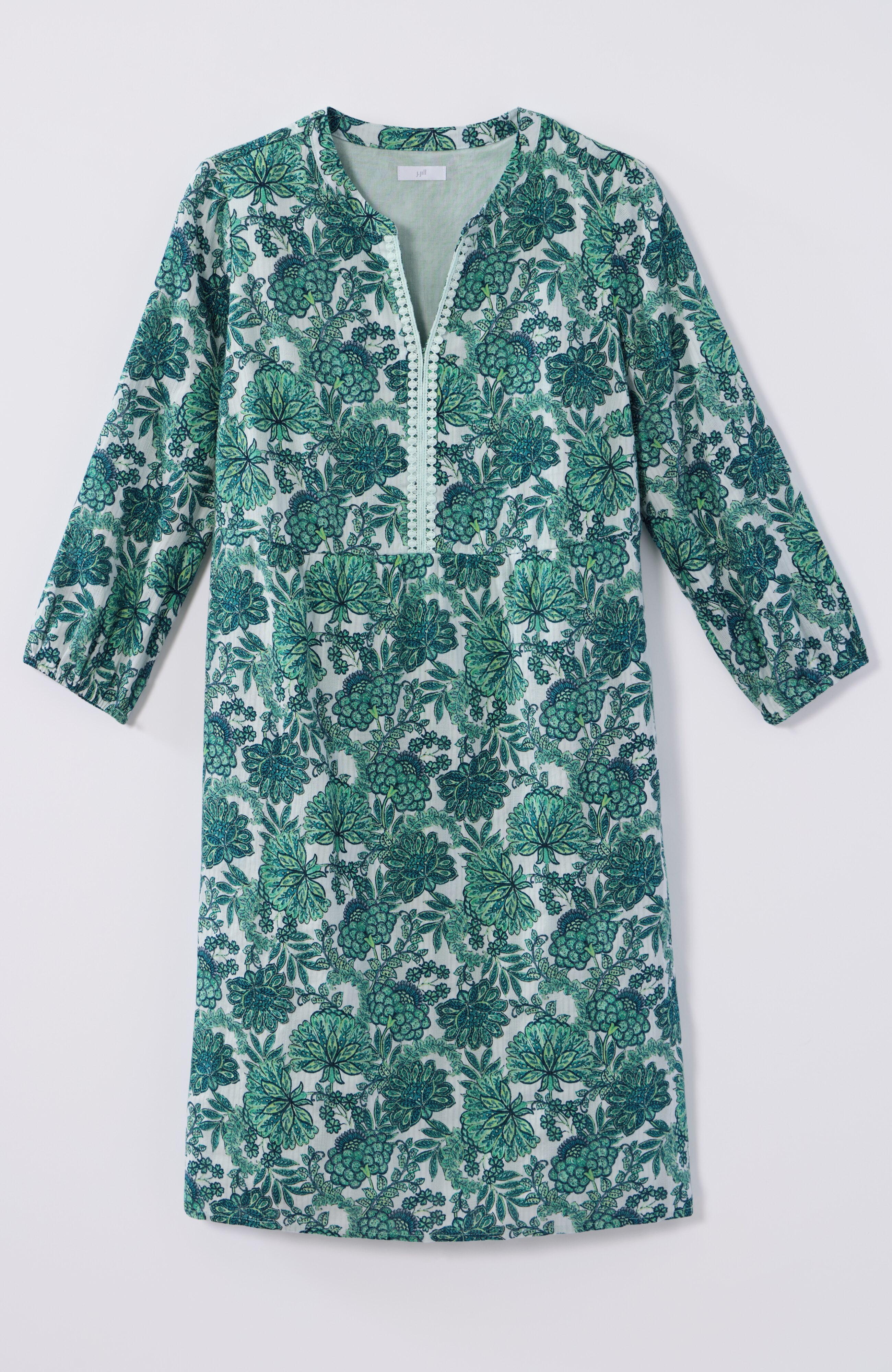 printed split-neck dress