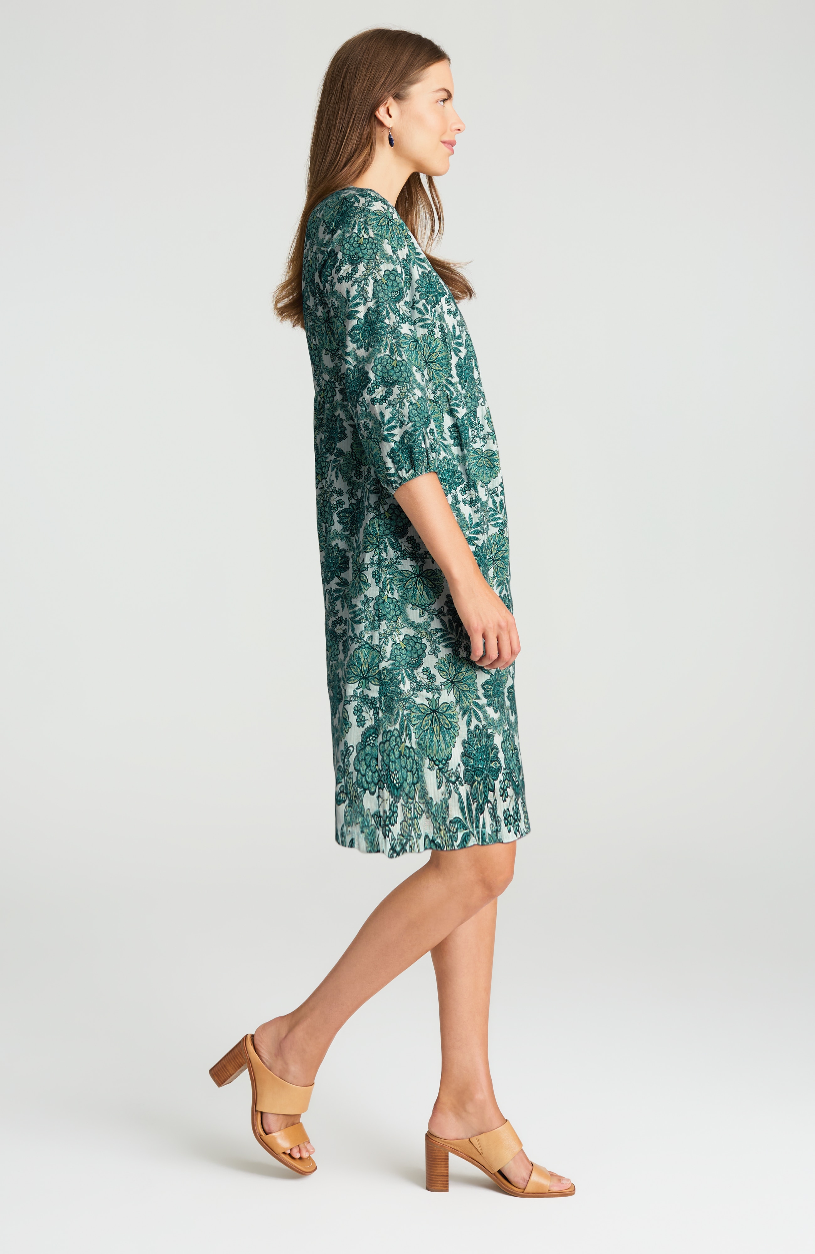 printed split-neck dress