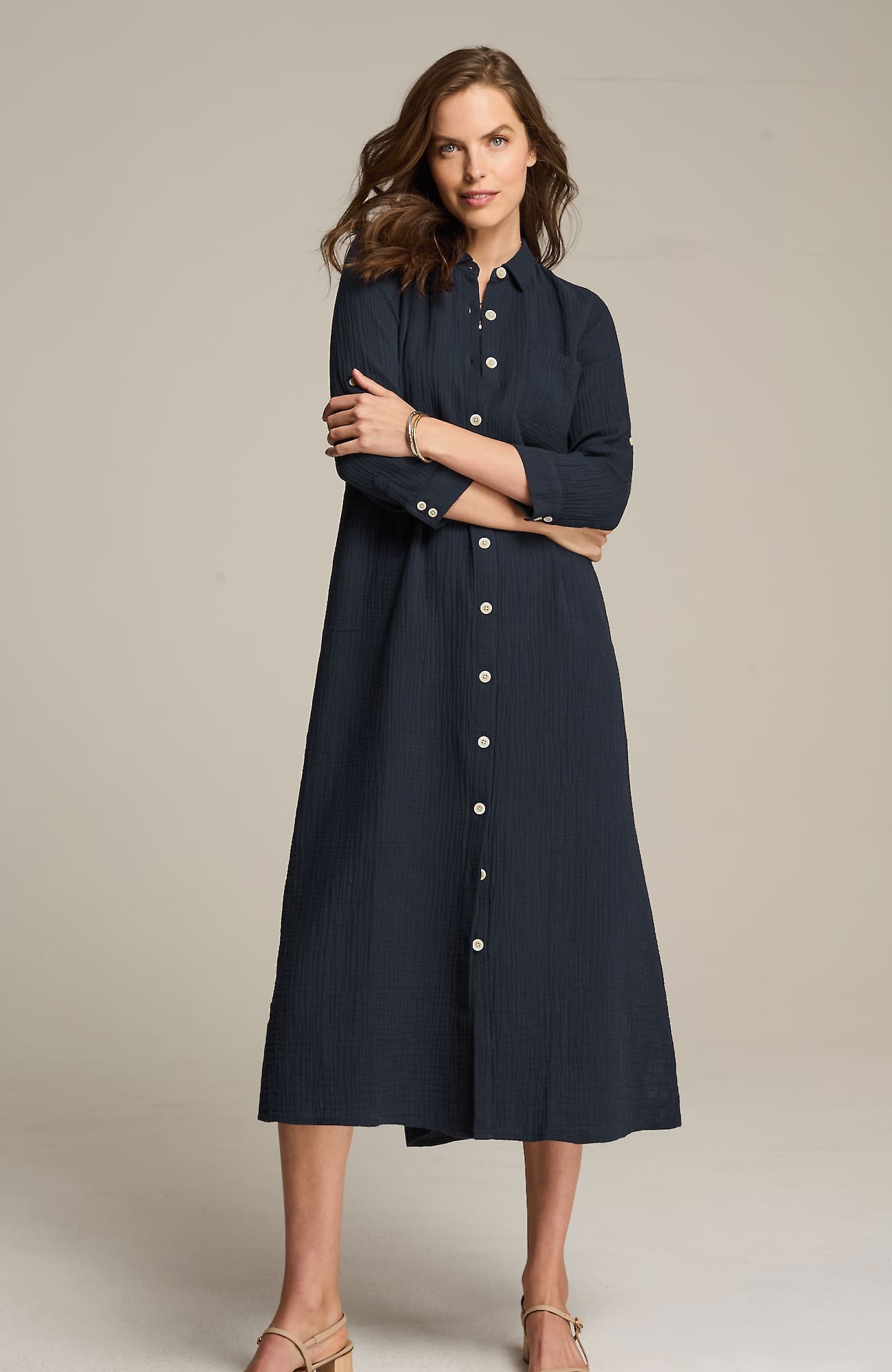 Jjill J.jill Cotton-gauze Midi Shirtdress