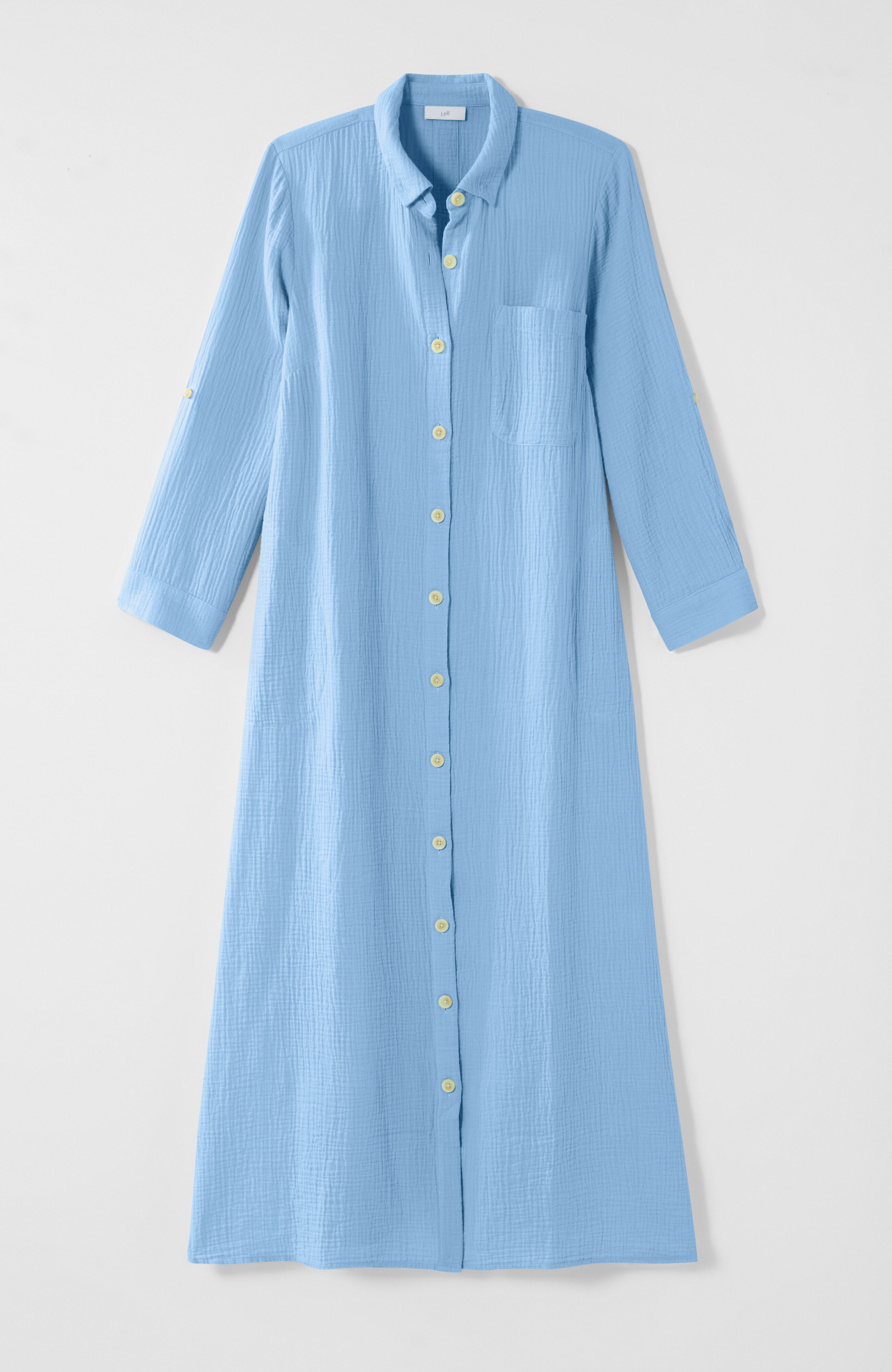 cotton-gauze midi shirtdress