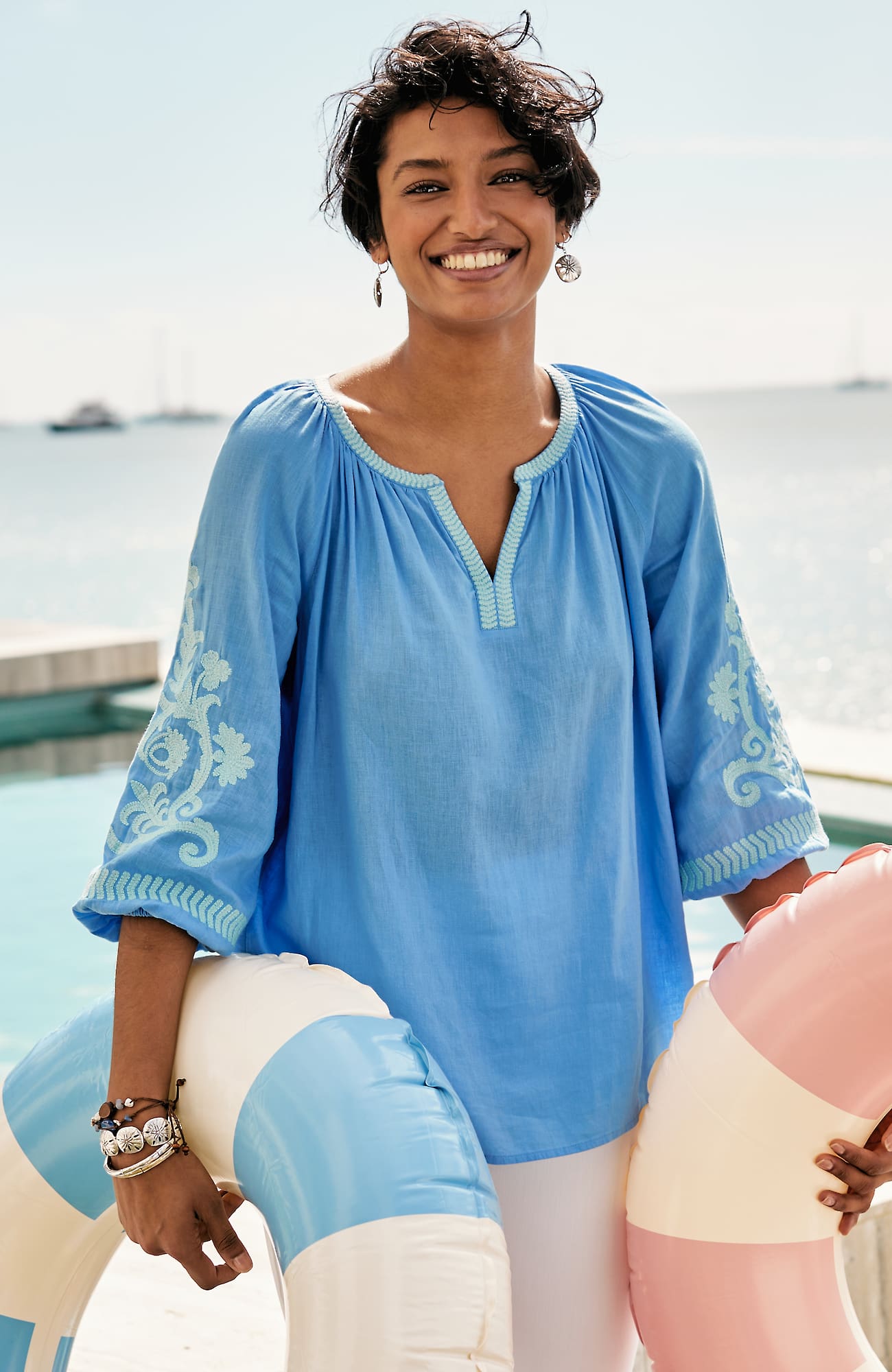 Jjill J.jill Linen-blend Embroidered Popover