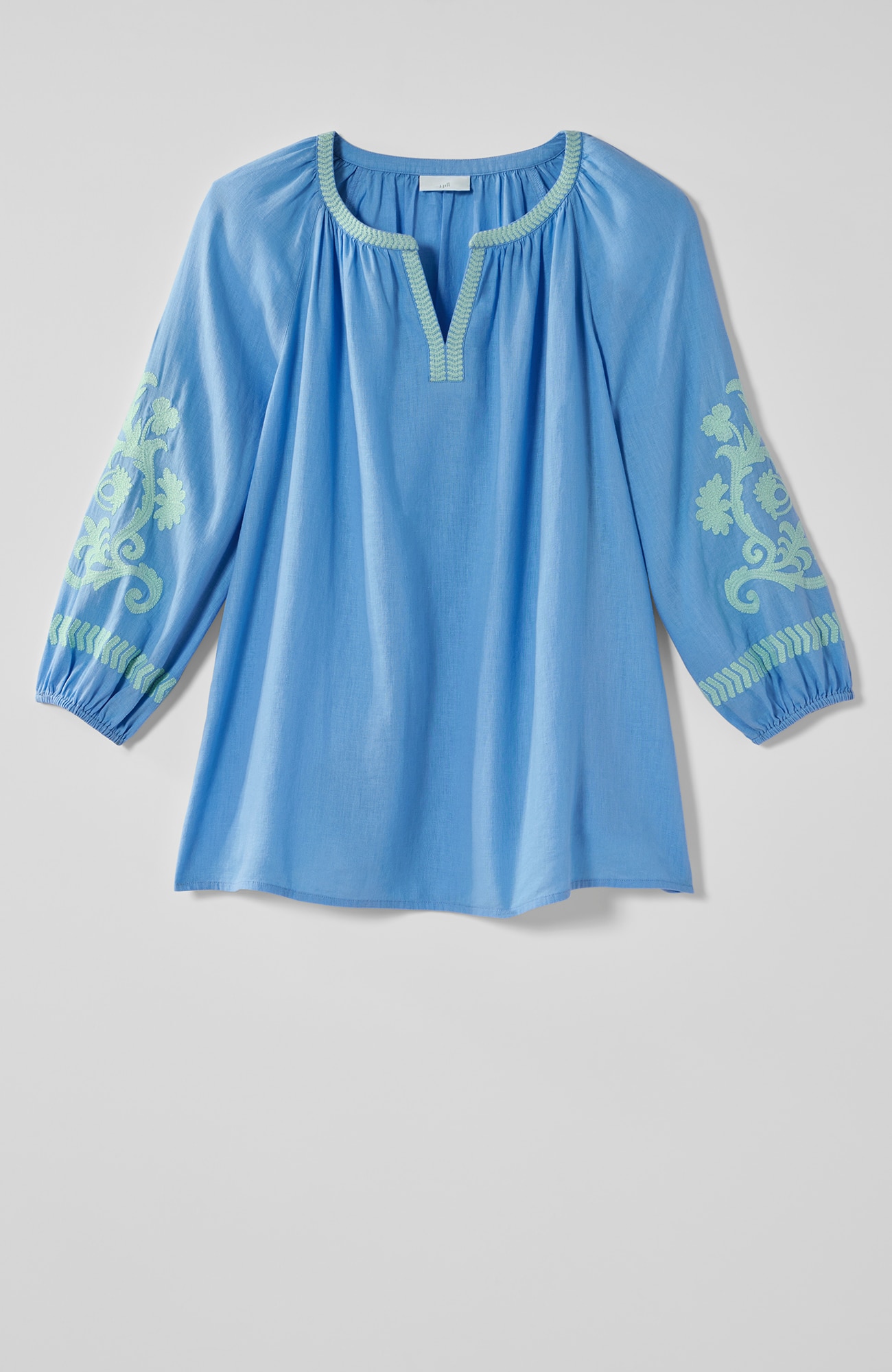 linen-blend embroidered popover