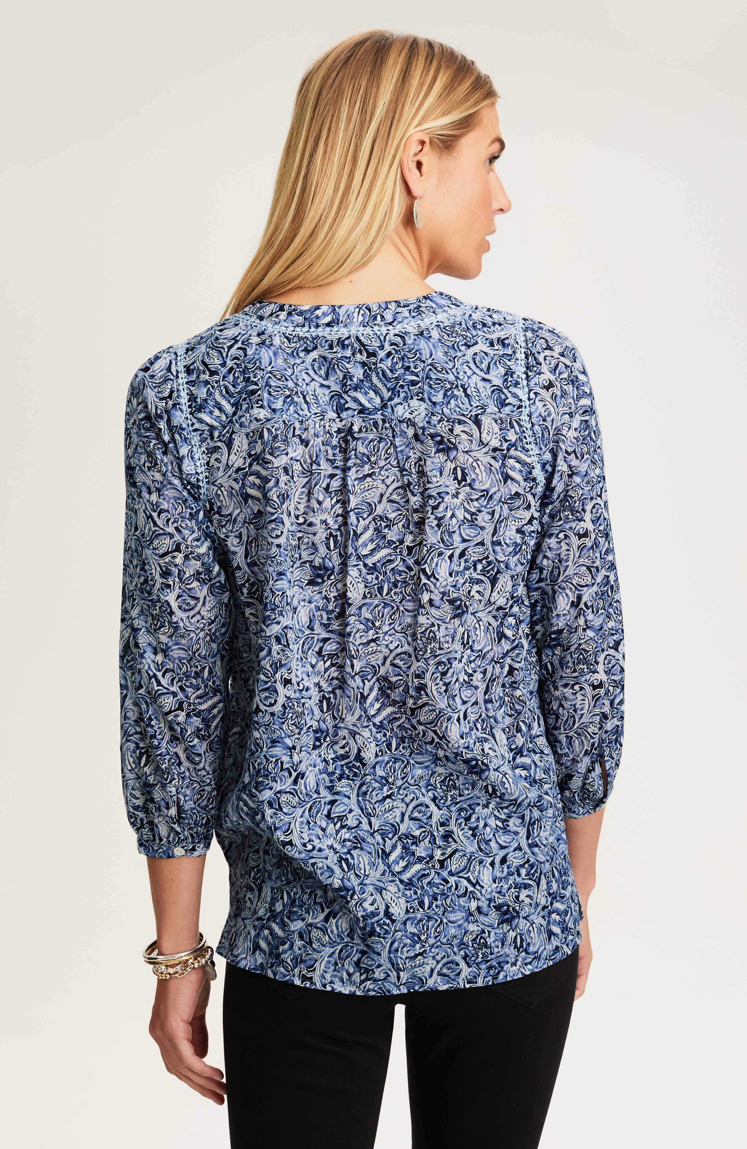 printed & embroidered cotton top