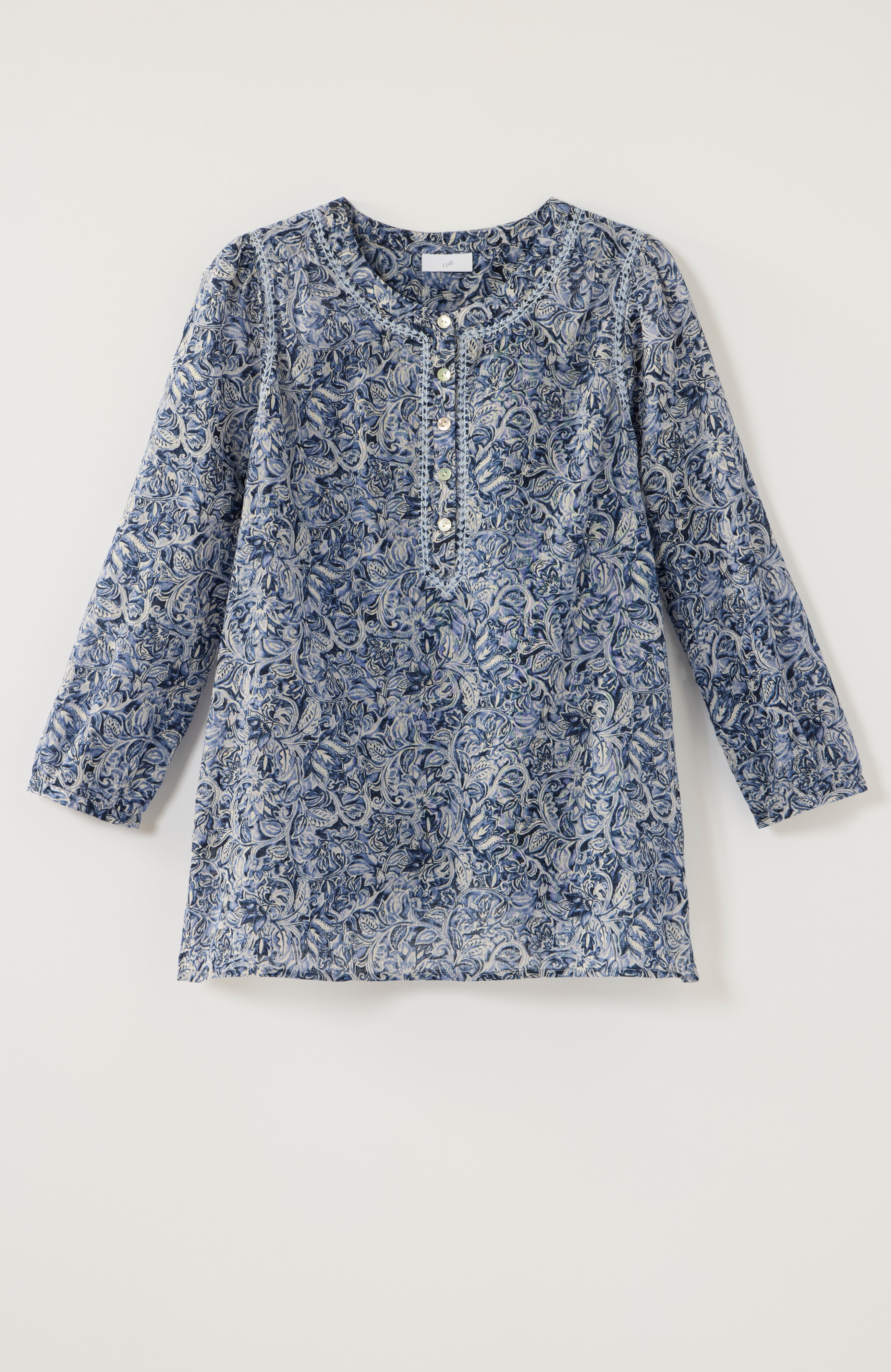 printed & embroidered cotton top