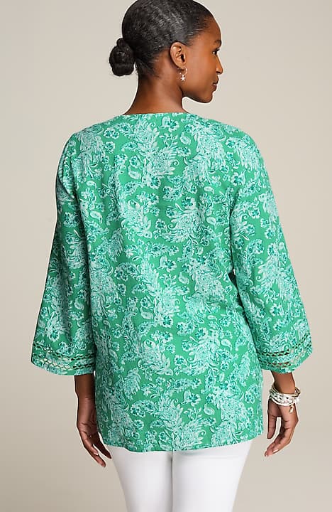linen-blend trimmed tunic