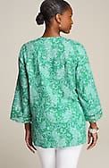 linen-blend trimmed tunic