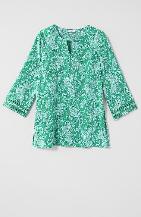 linen-blend trimmed tunic