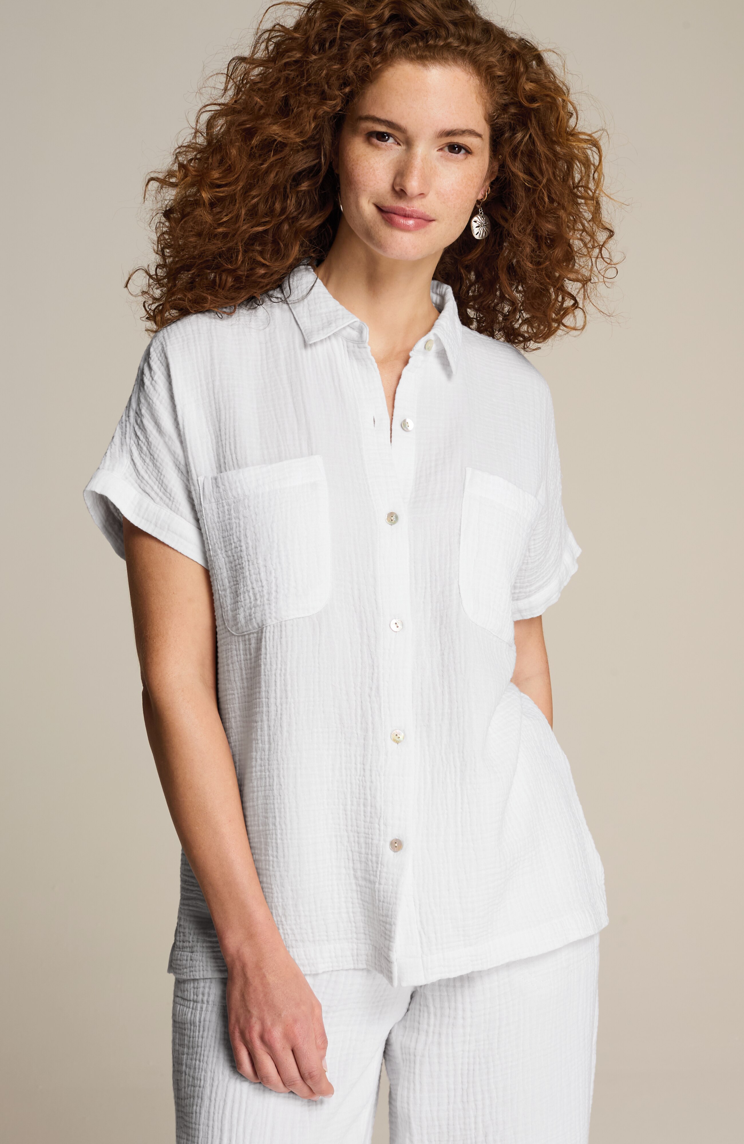 COTTON-GAUZE CAMP SHIRT | JJill