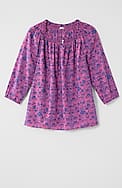 smocked floral-print top
