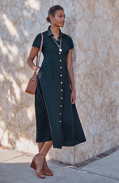 Linen Maxi Shirtdress | JJill
