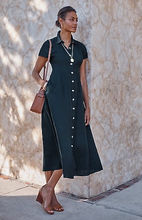 Image for Linen Maxi Shirtdress