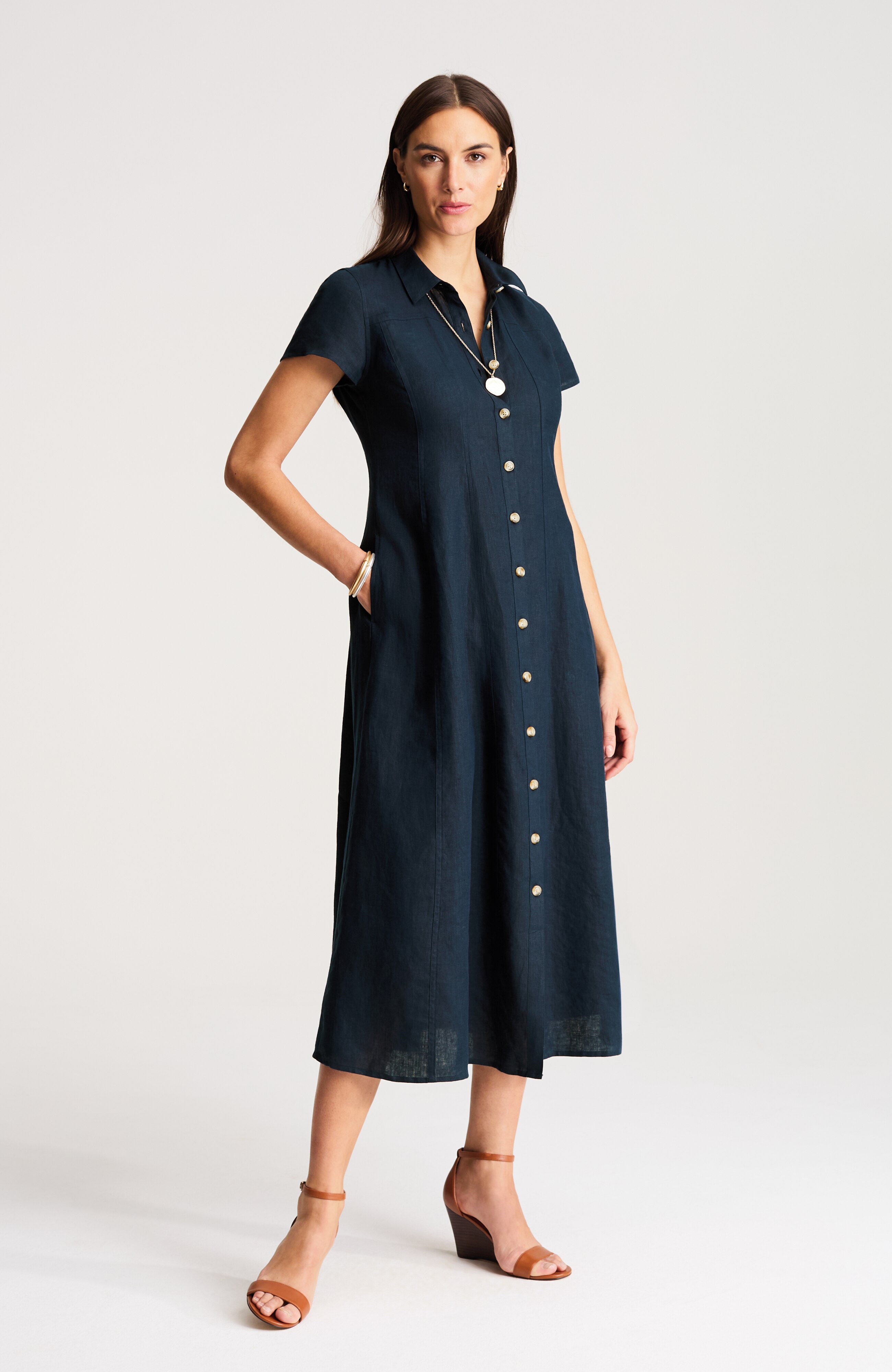 linen maxi shirtdress