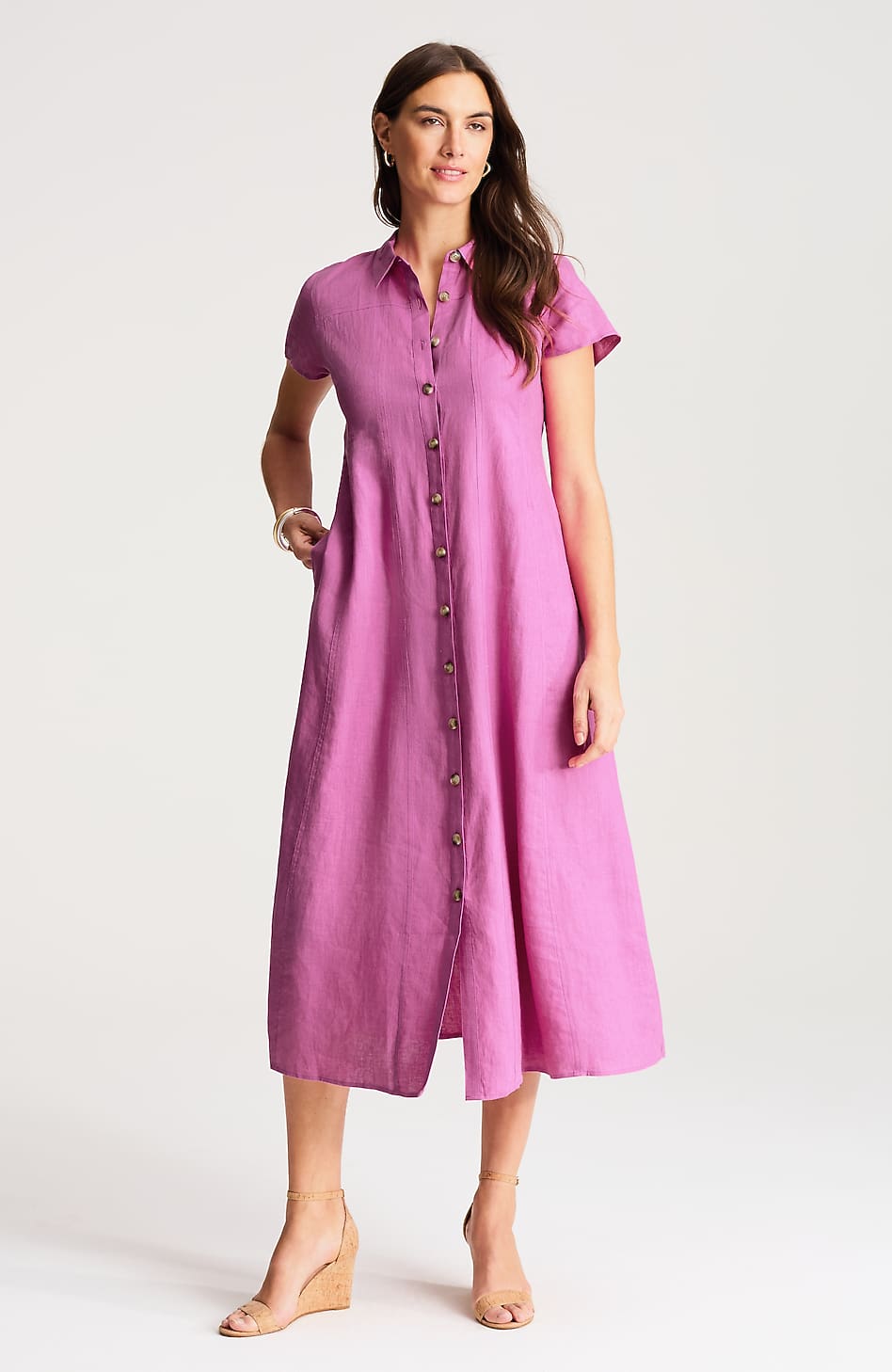 j jill linen maxi dresses Women's Easy Linen Maxi Dress (Blue Sparrow/White) (Size: M)