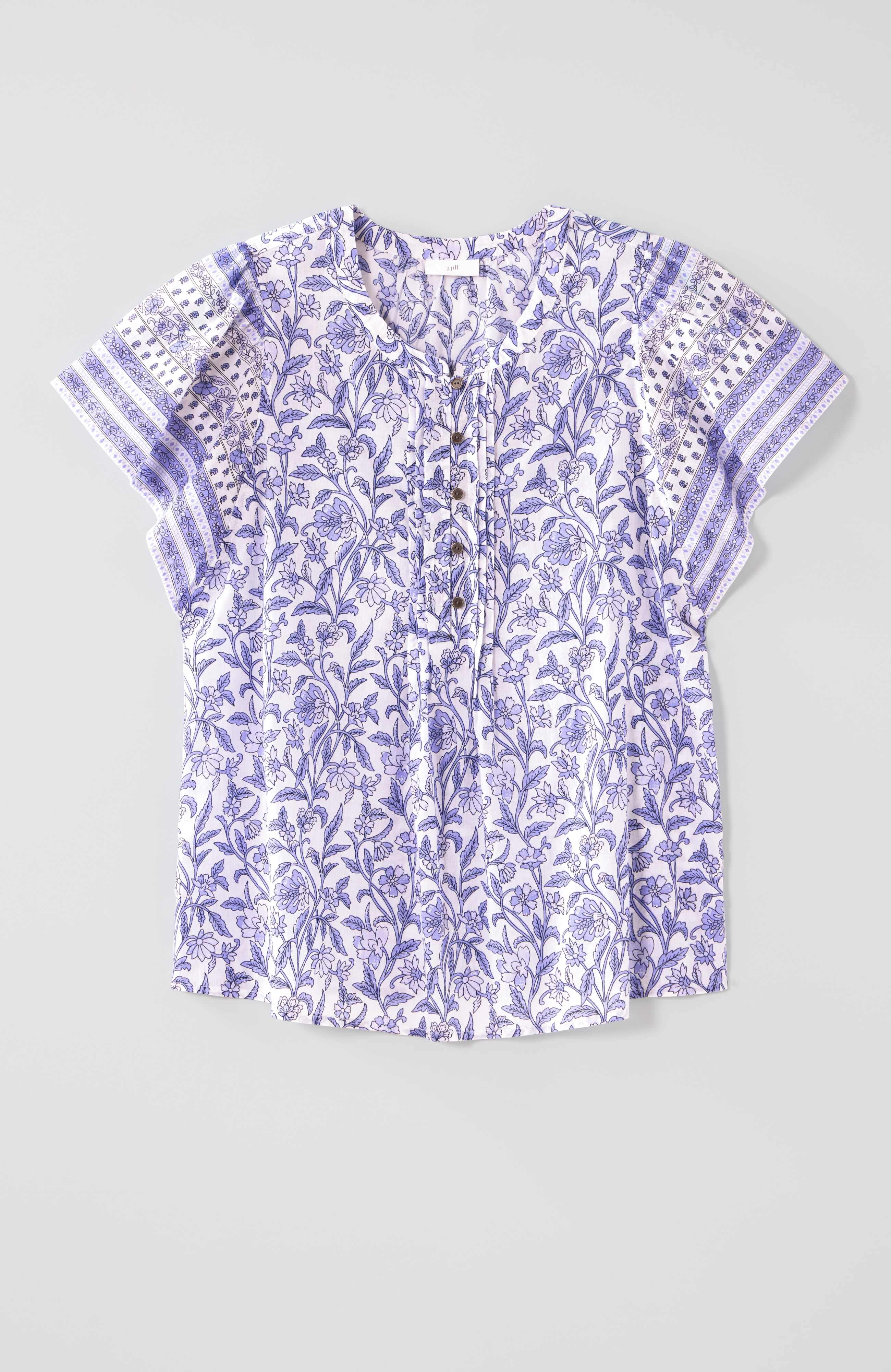 pintucked printed voile top