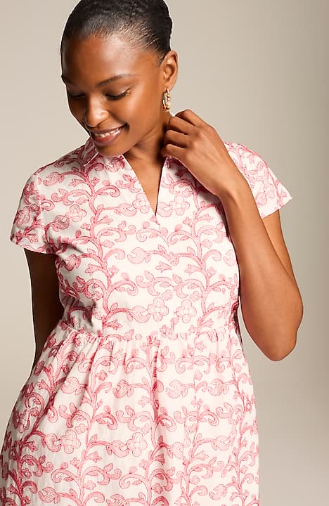 embroidered a-line shirtdress