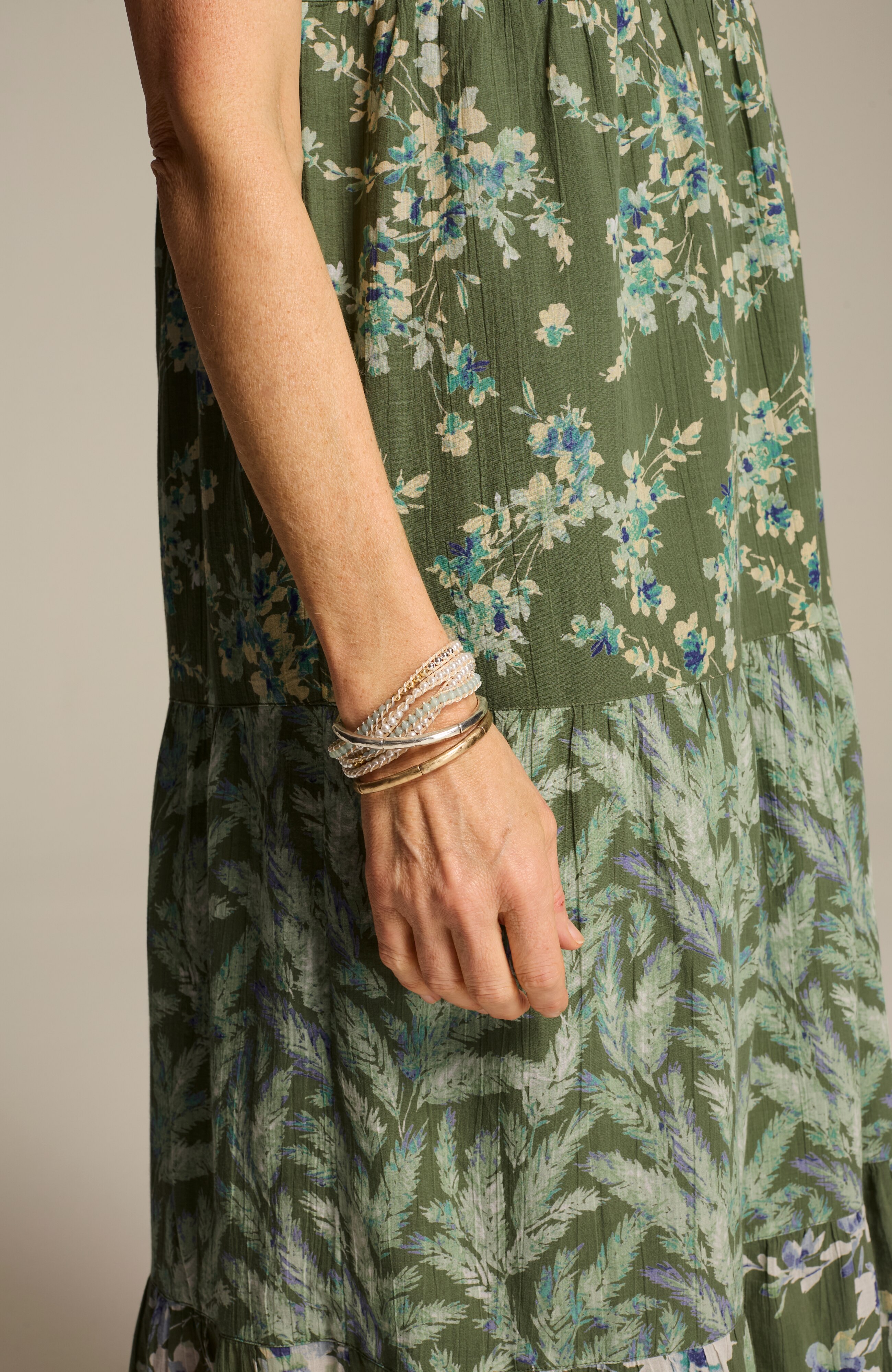 tiered printed maxi dress