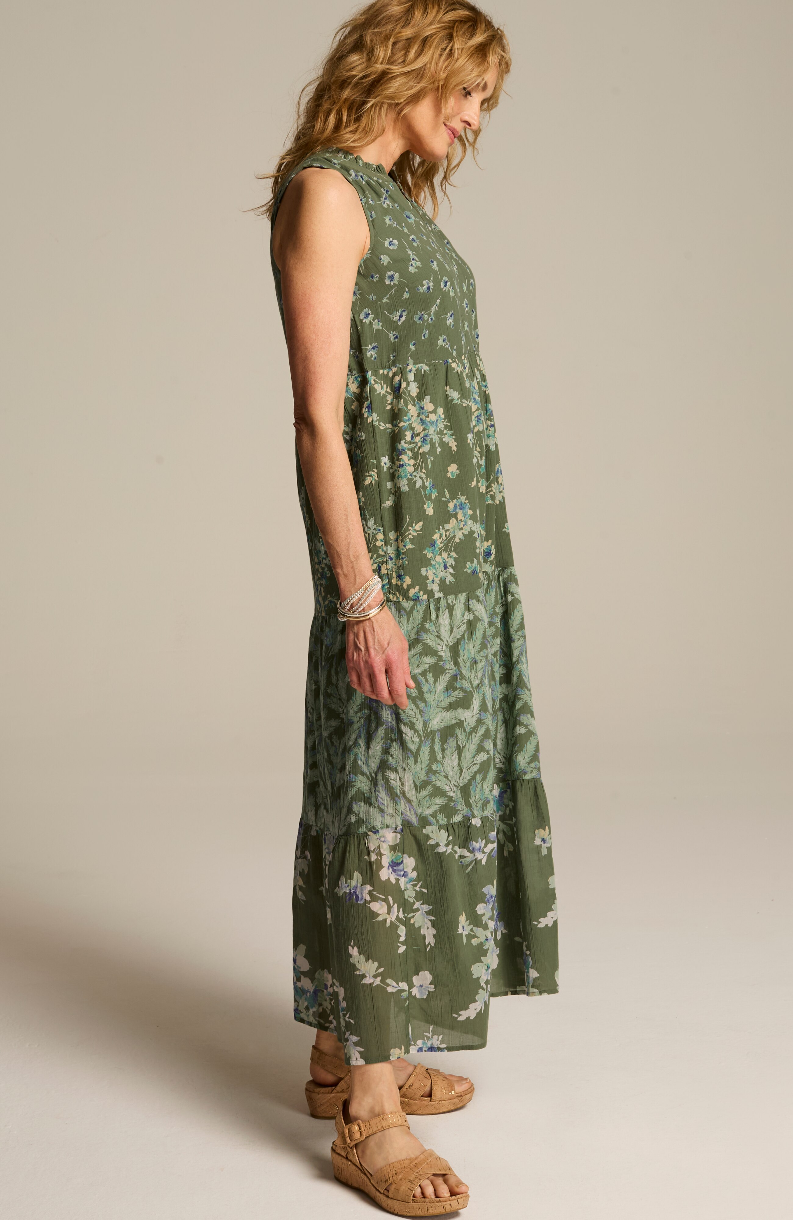 tiered printed maxi dress