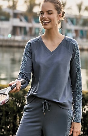 Image for Fit V-Neck Embroidered Pullover