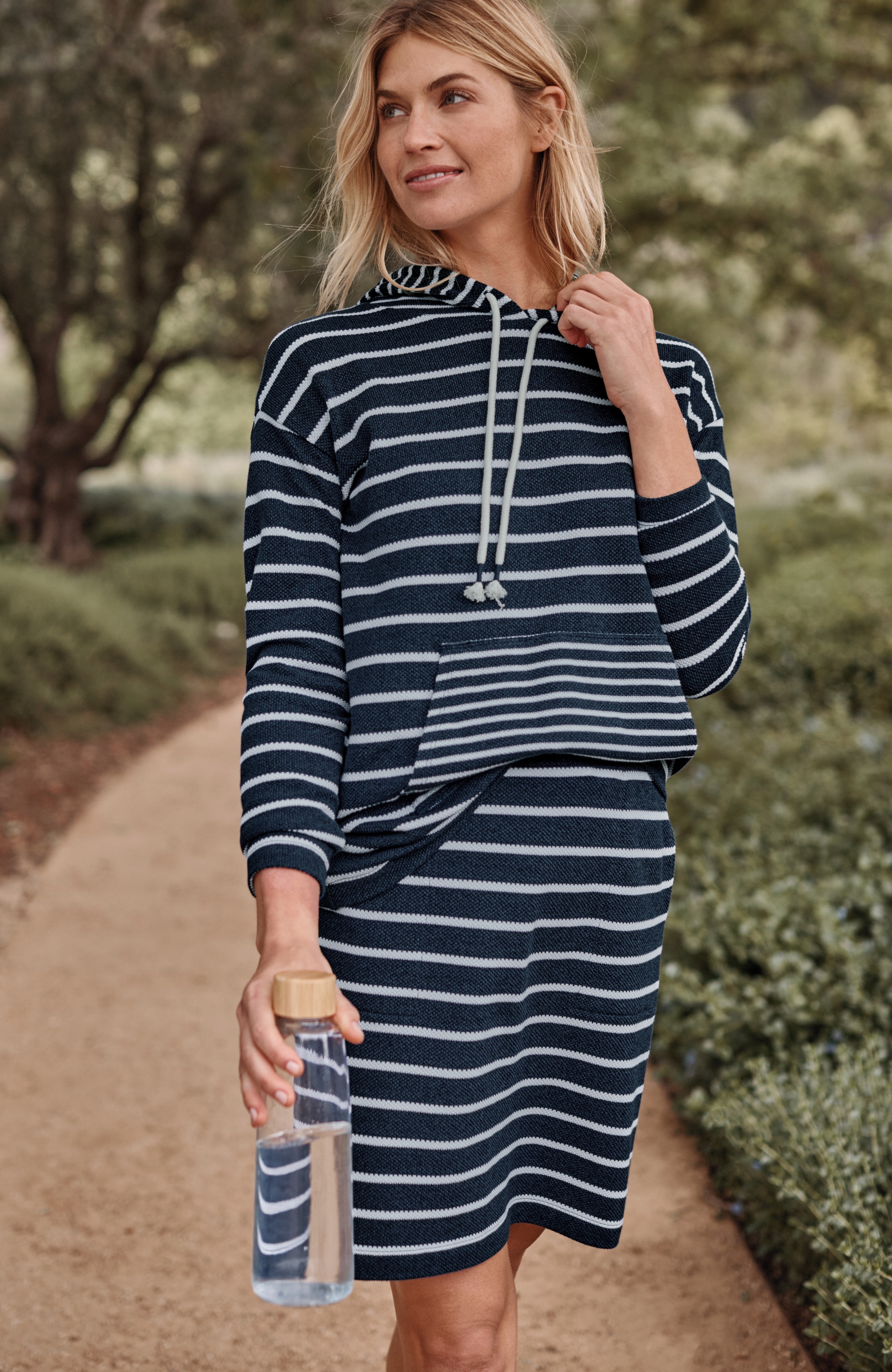 fit textured-stripes pullover