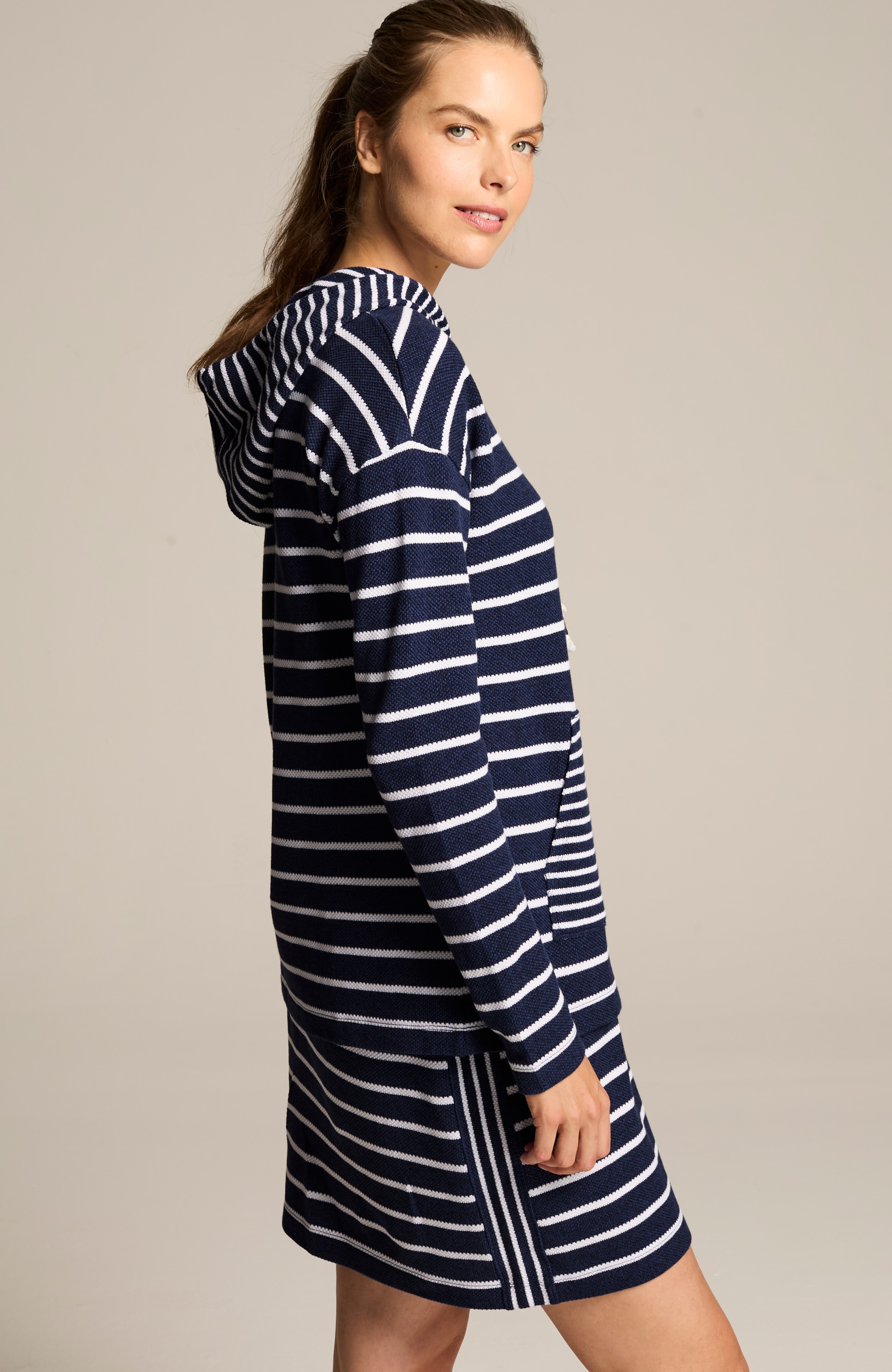 fit textured-stripes pullover