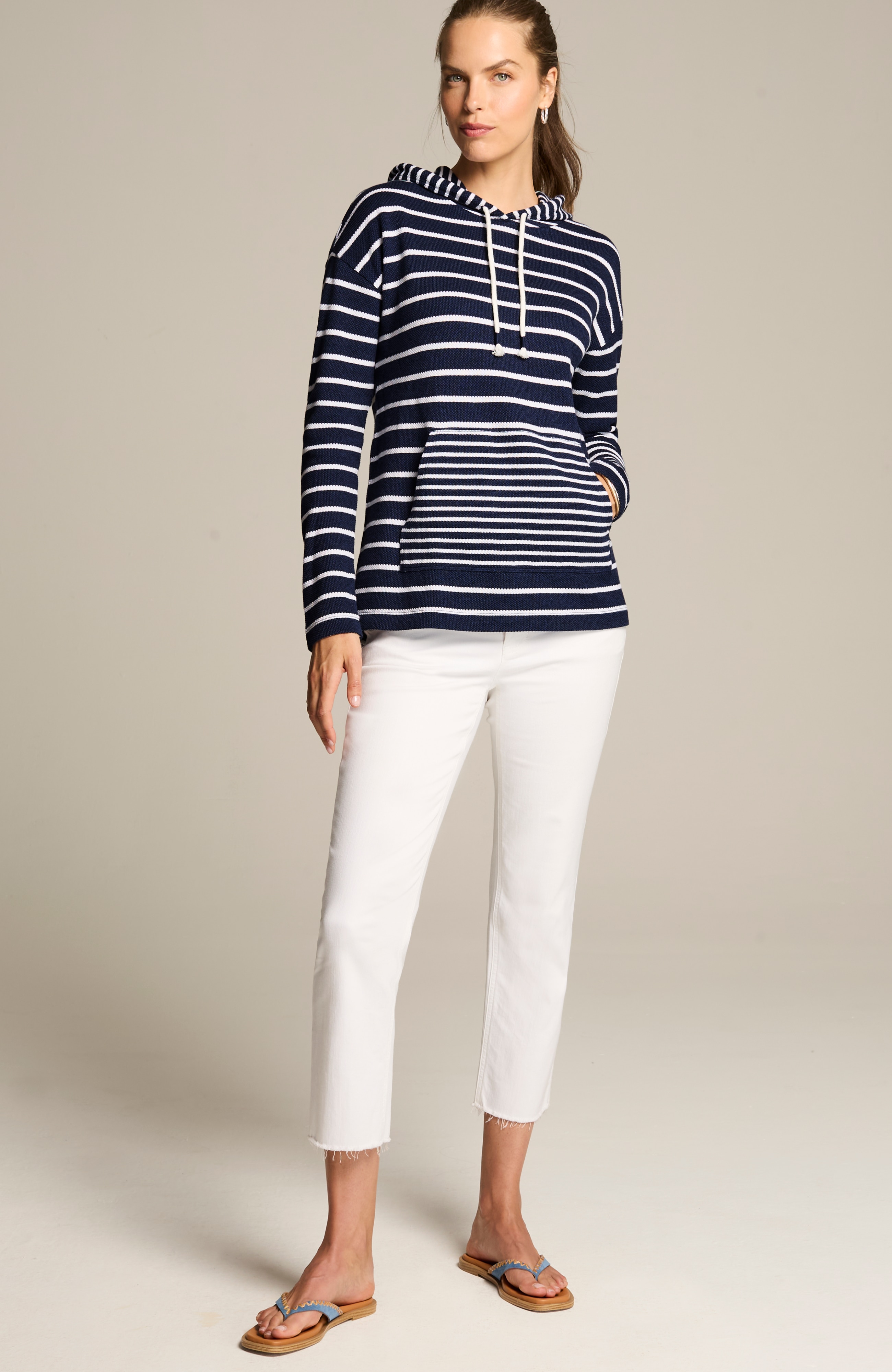 fit textured-stripes pullover
