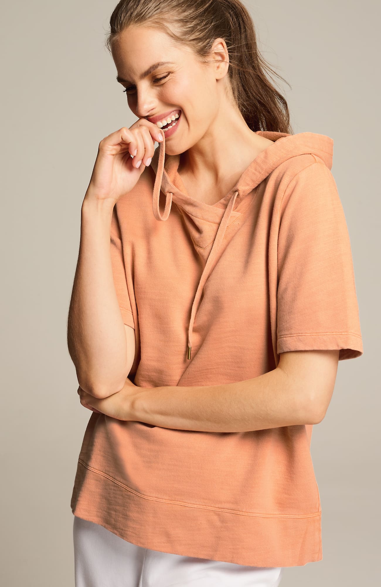 Jjill J.jill Fit Garment-dyed Short-sleeve Hoodie