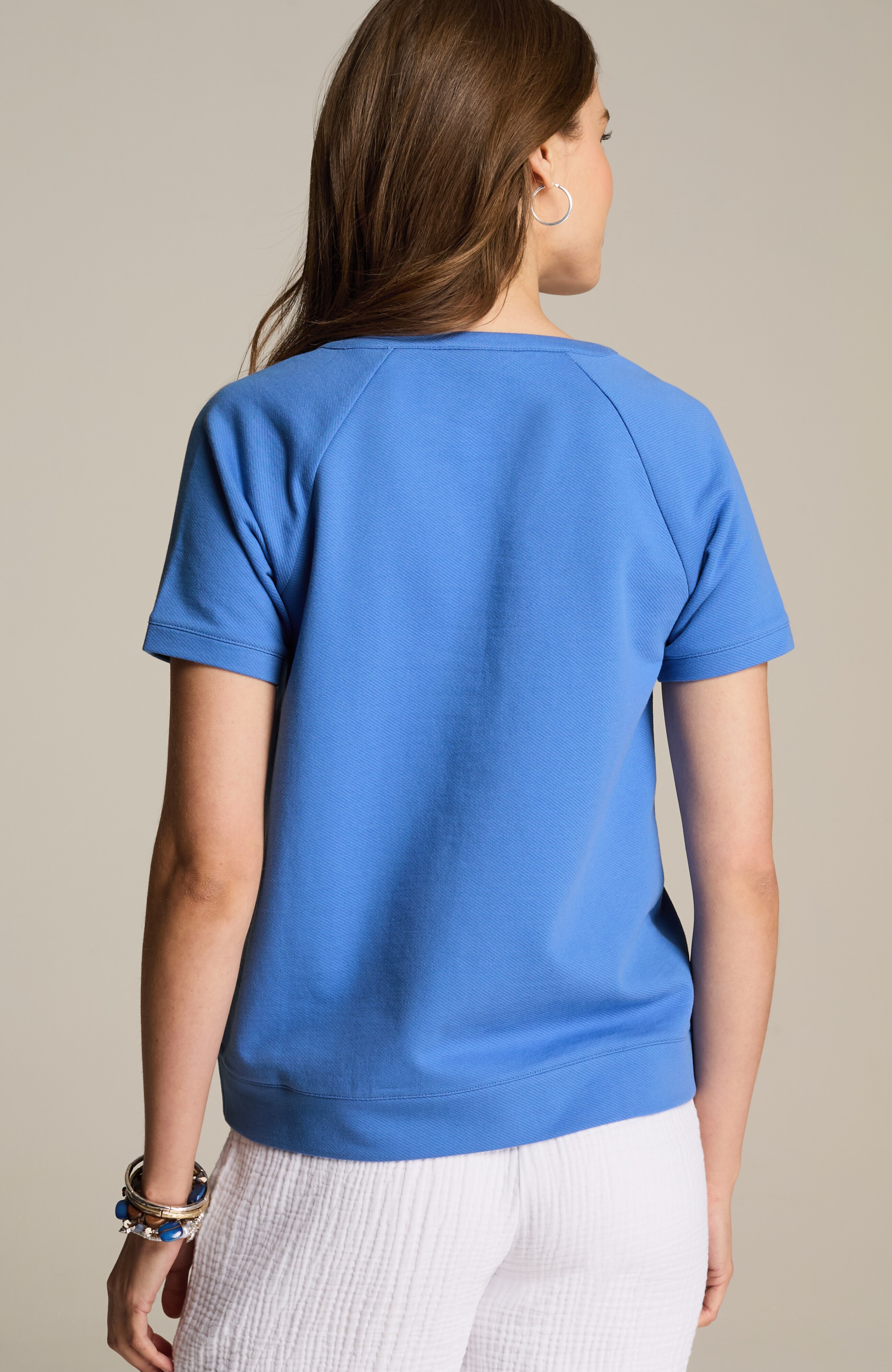 FRENCH TERRY SHORT-SLEEVE PULLOVER | JJill