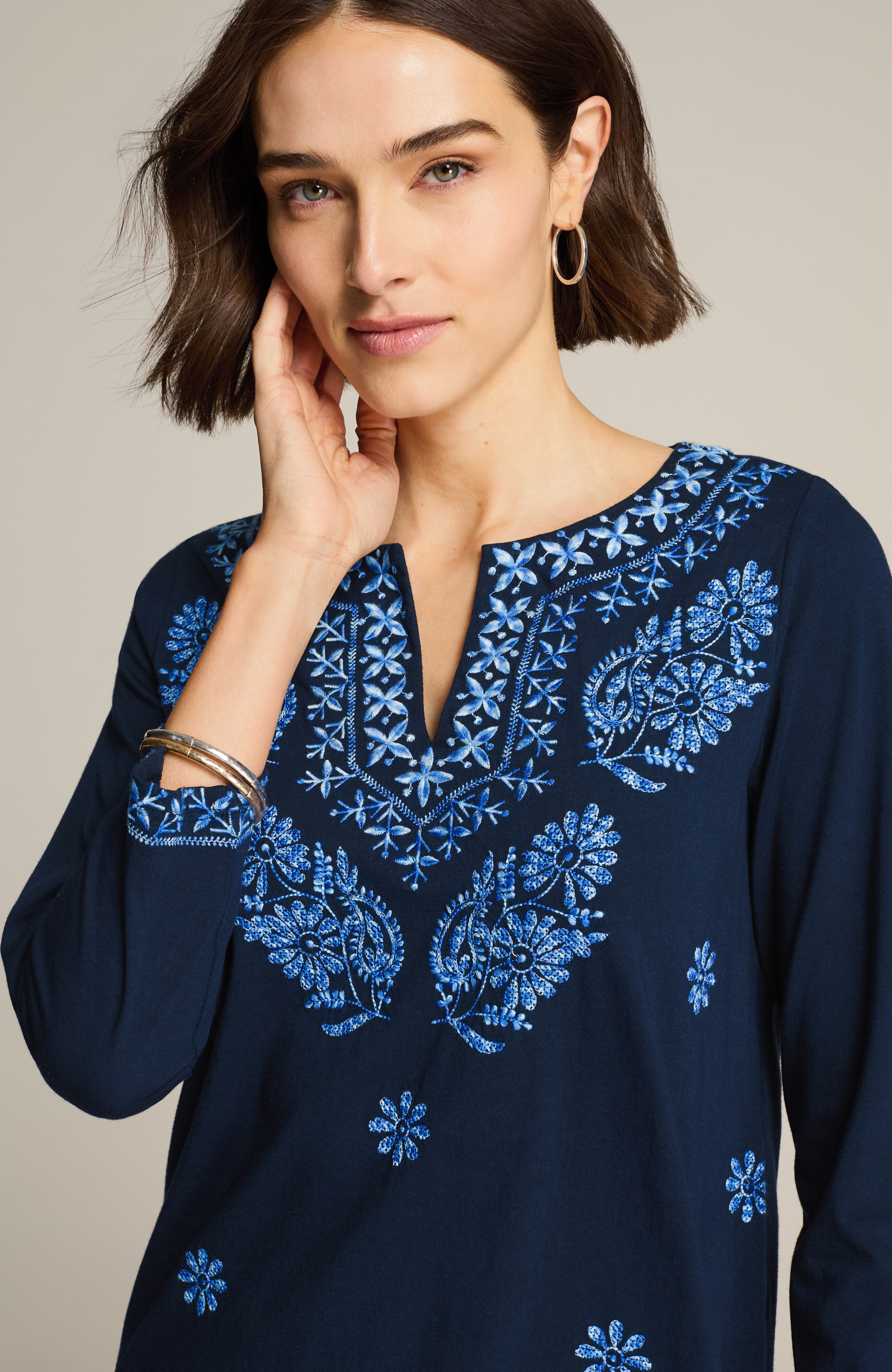embroidered knit tunic
