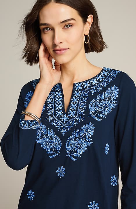 embroidered knit tunic