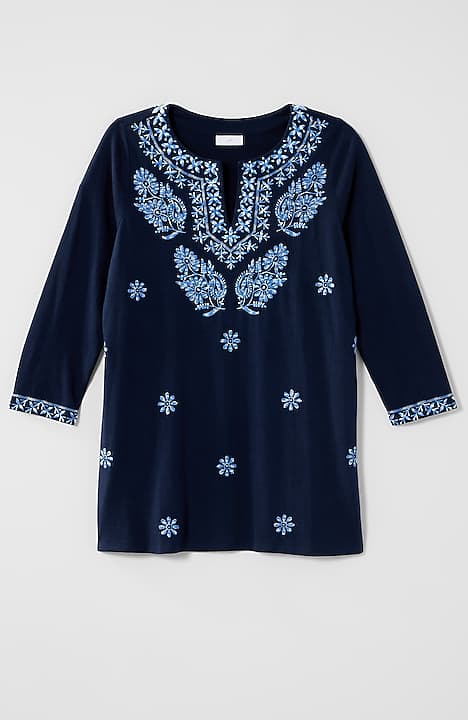 embroidered knit tunic