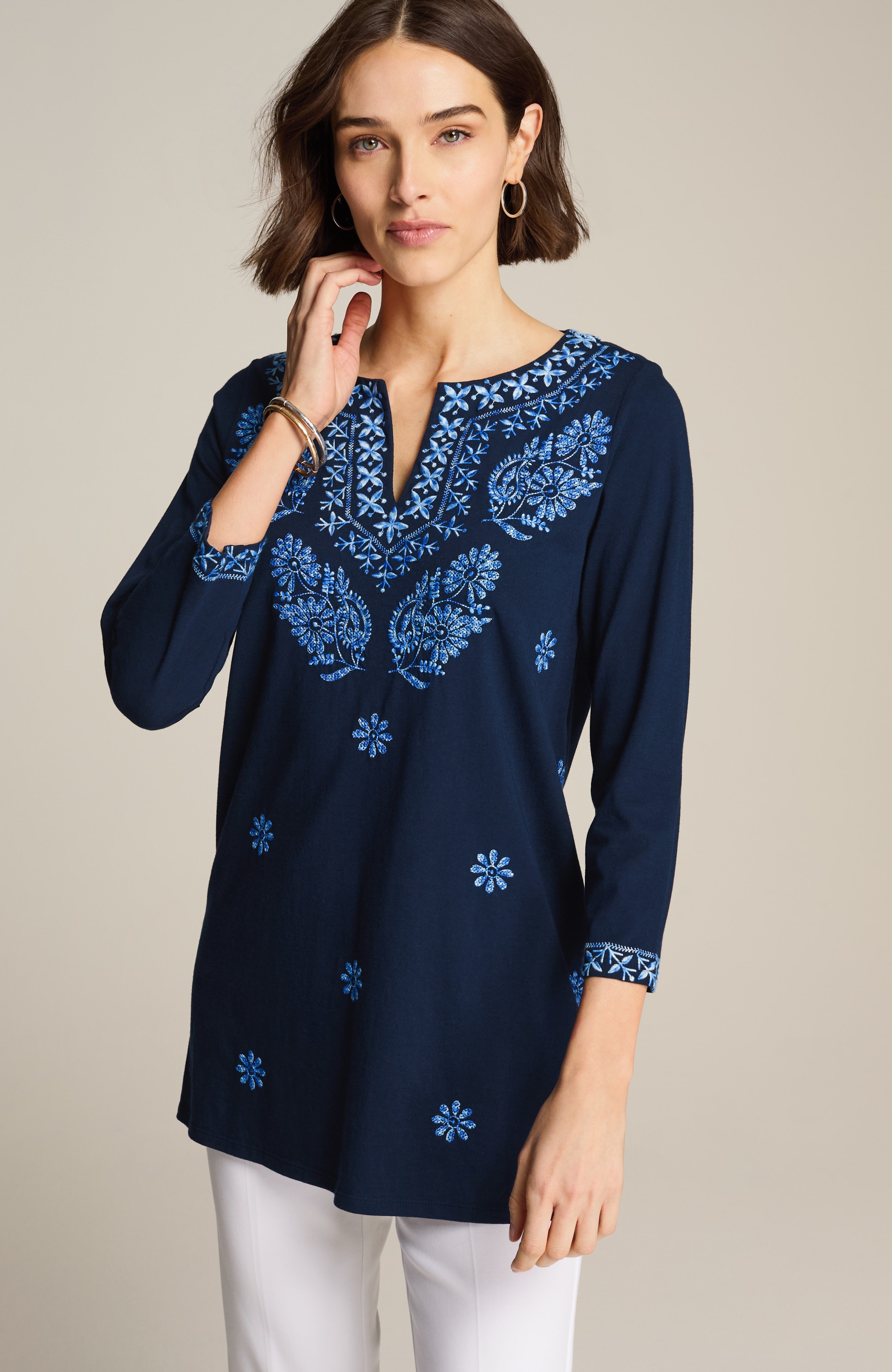 embroidered knit tunic