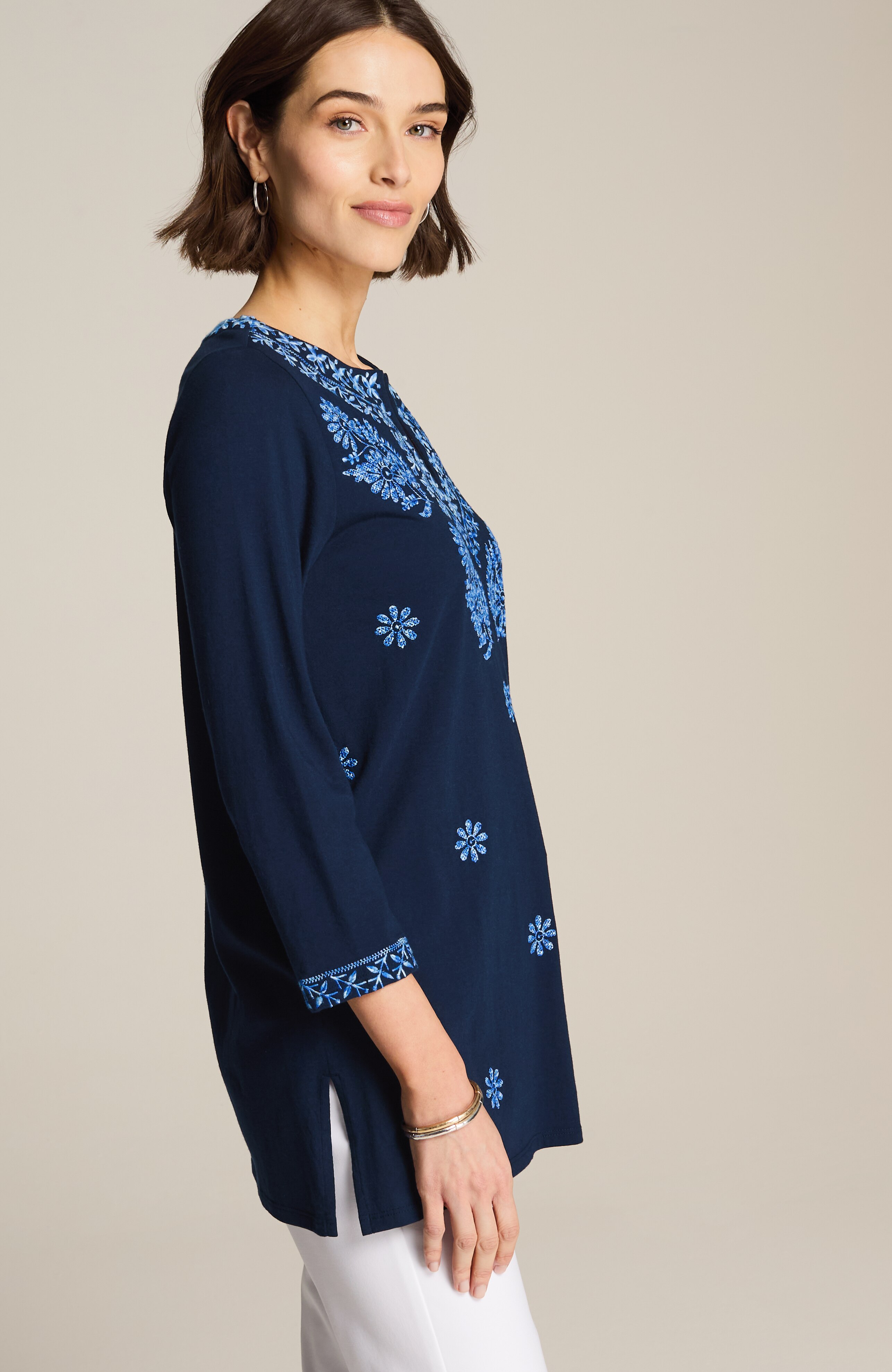 EMBROIDERED KNIT TUNIC | JJill