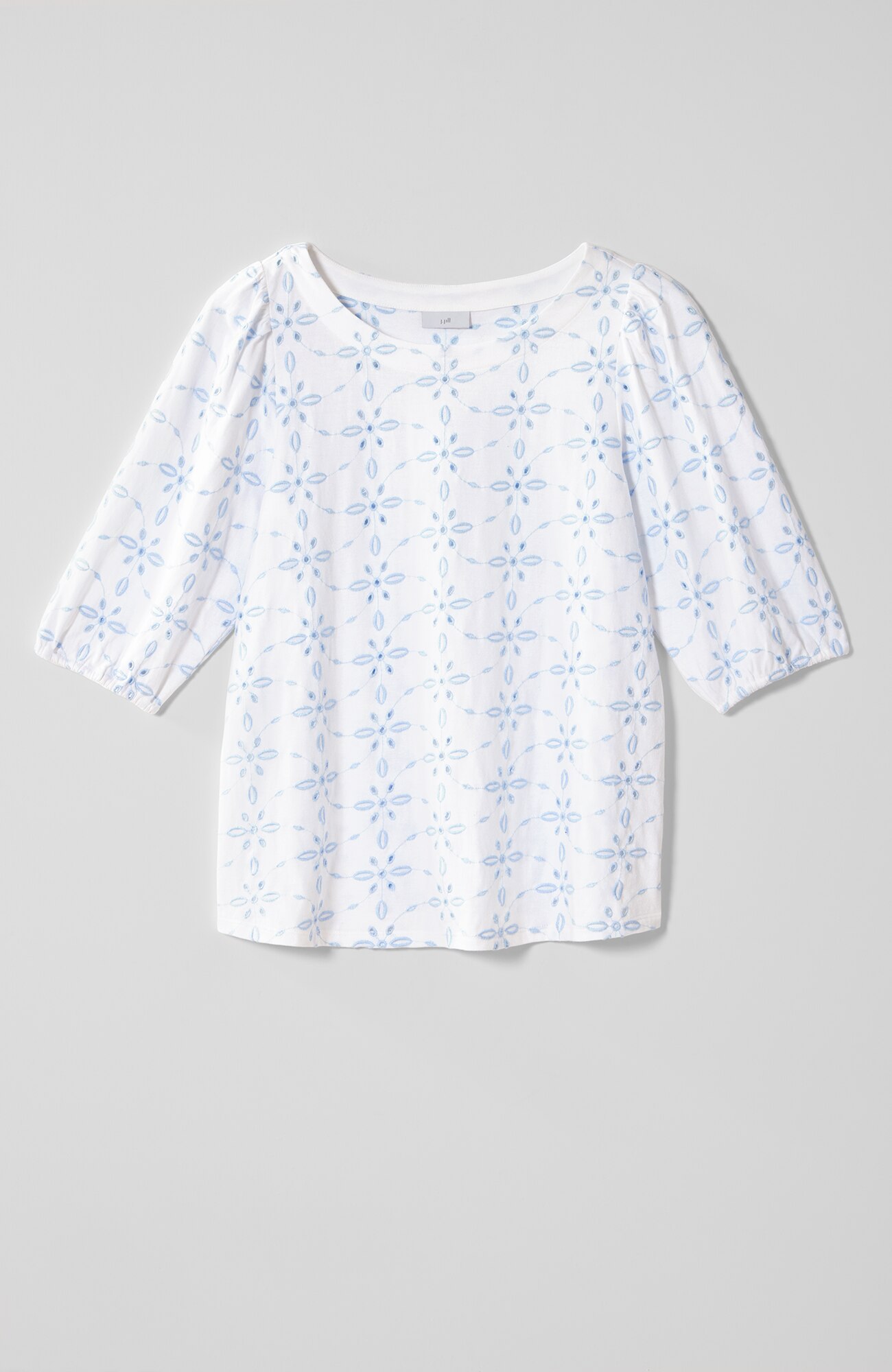 CONTRASTING-EYELET KNIT TOP | JJill