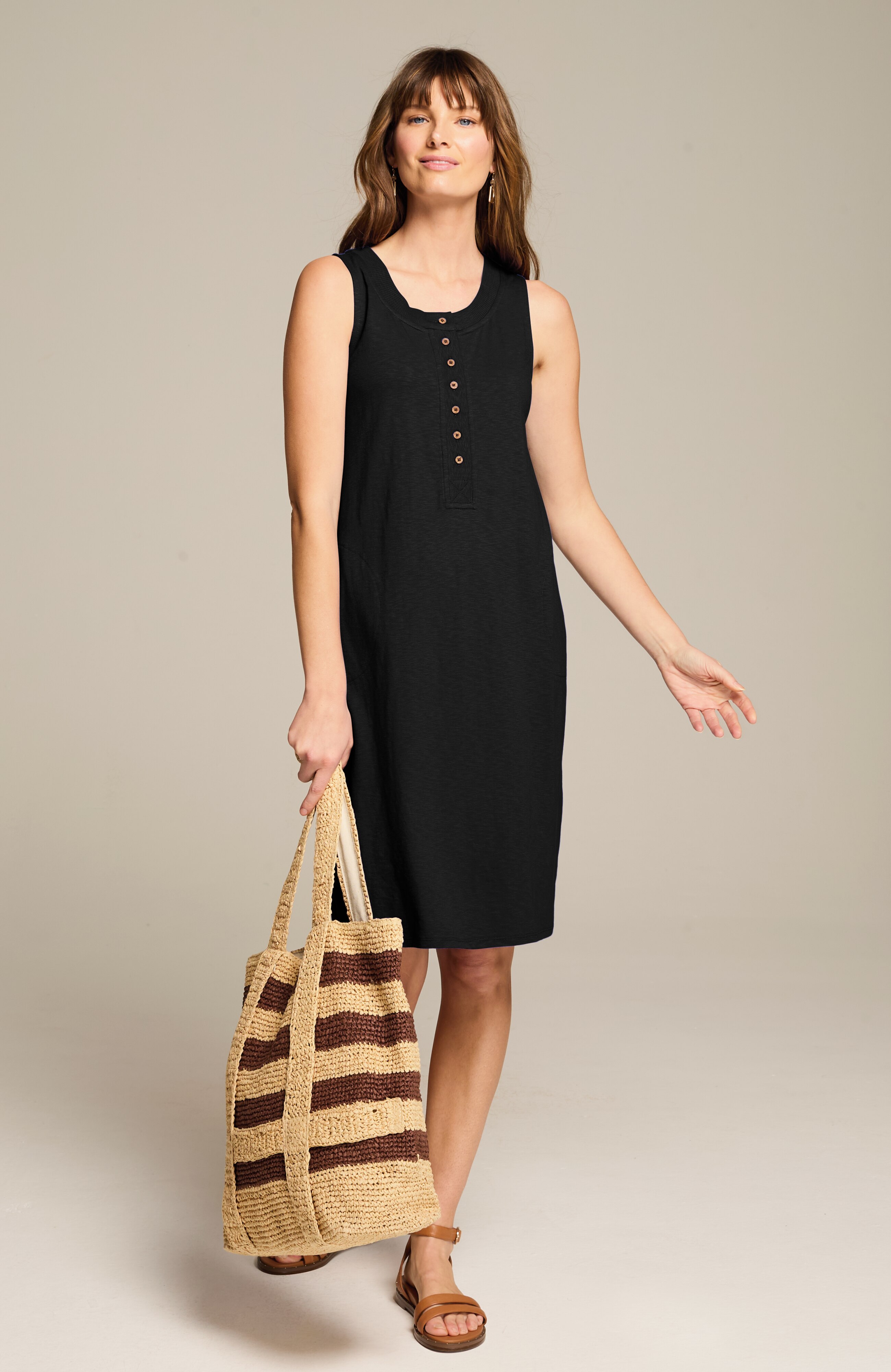 Sleeveless Henley Dress JJill
