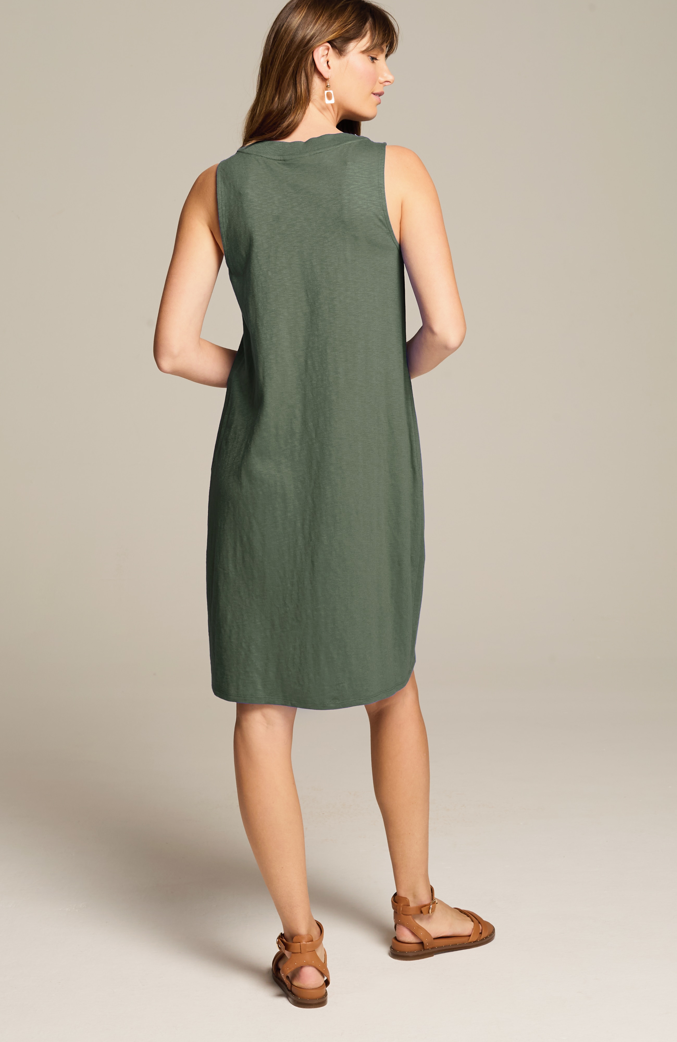 sleeveless henley dress