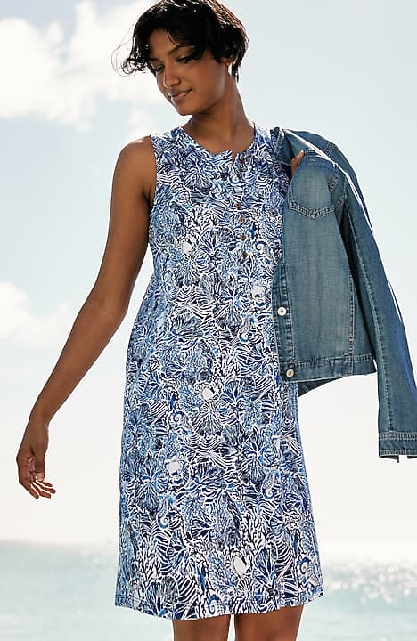 SLEEVELESS HENLEY DRESS | JJill