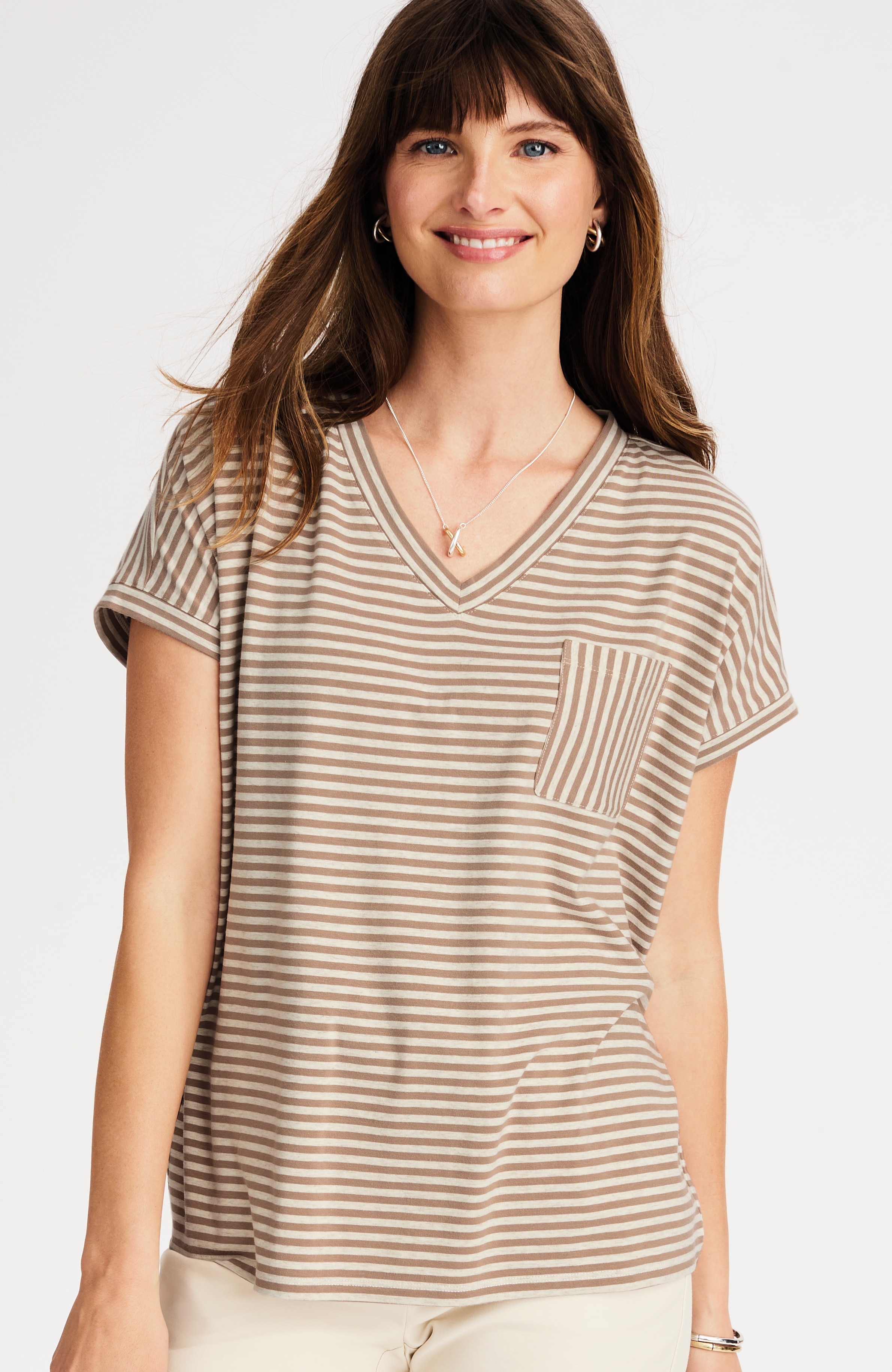 relaxed dolman-sleeve striped tee