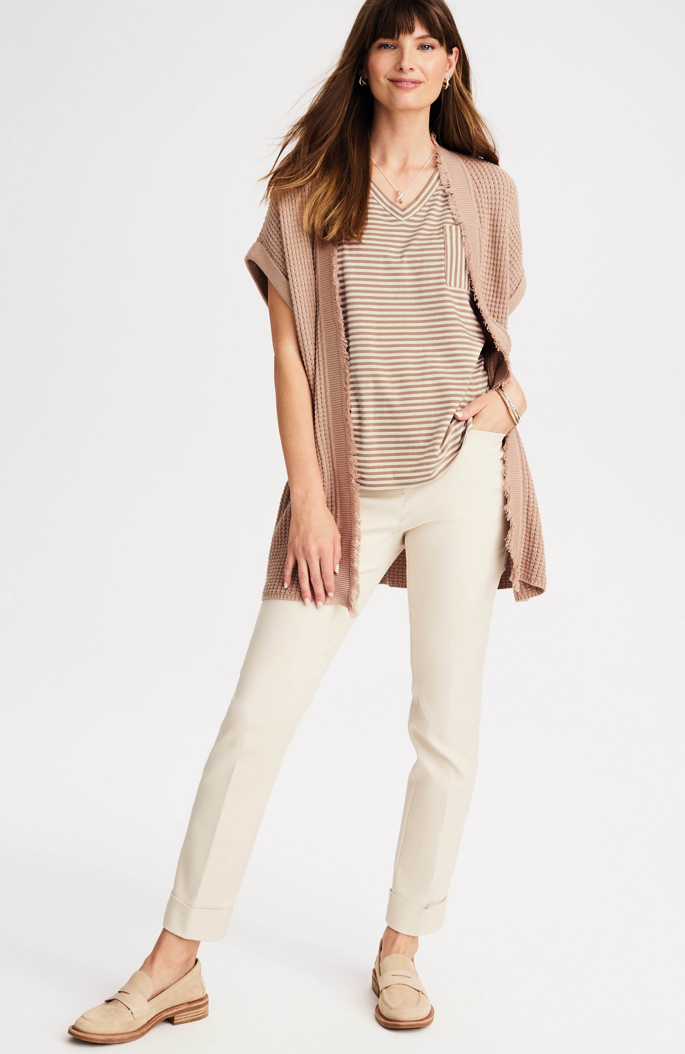 relaxed dolman-sleeve striped tee